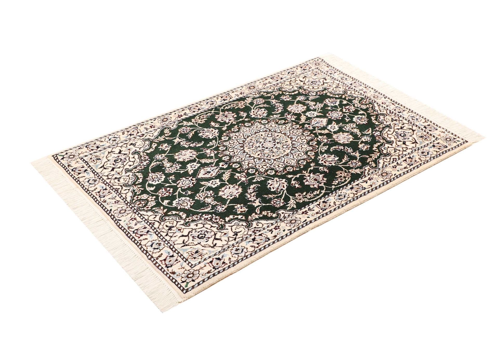 Nain Teppich 83 x 116 cm, florales Muster, handgeknüpft, Perserteppich