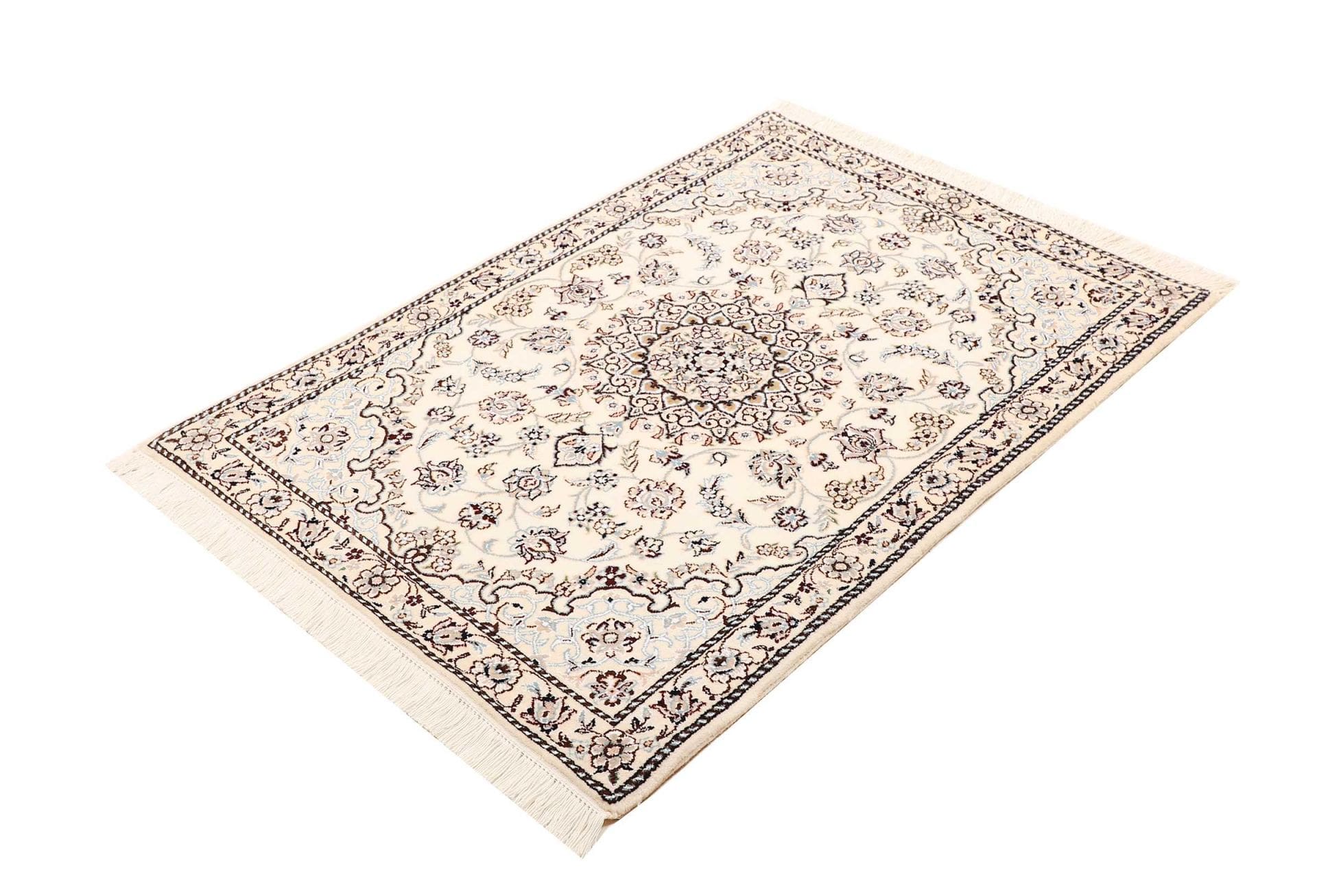 Nain Teppich 88 x 122 cm, florales Design, handgeknüpft
