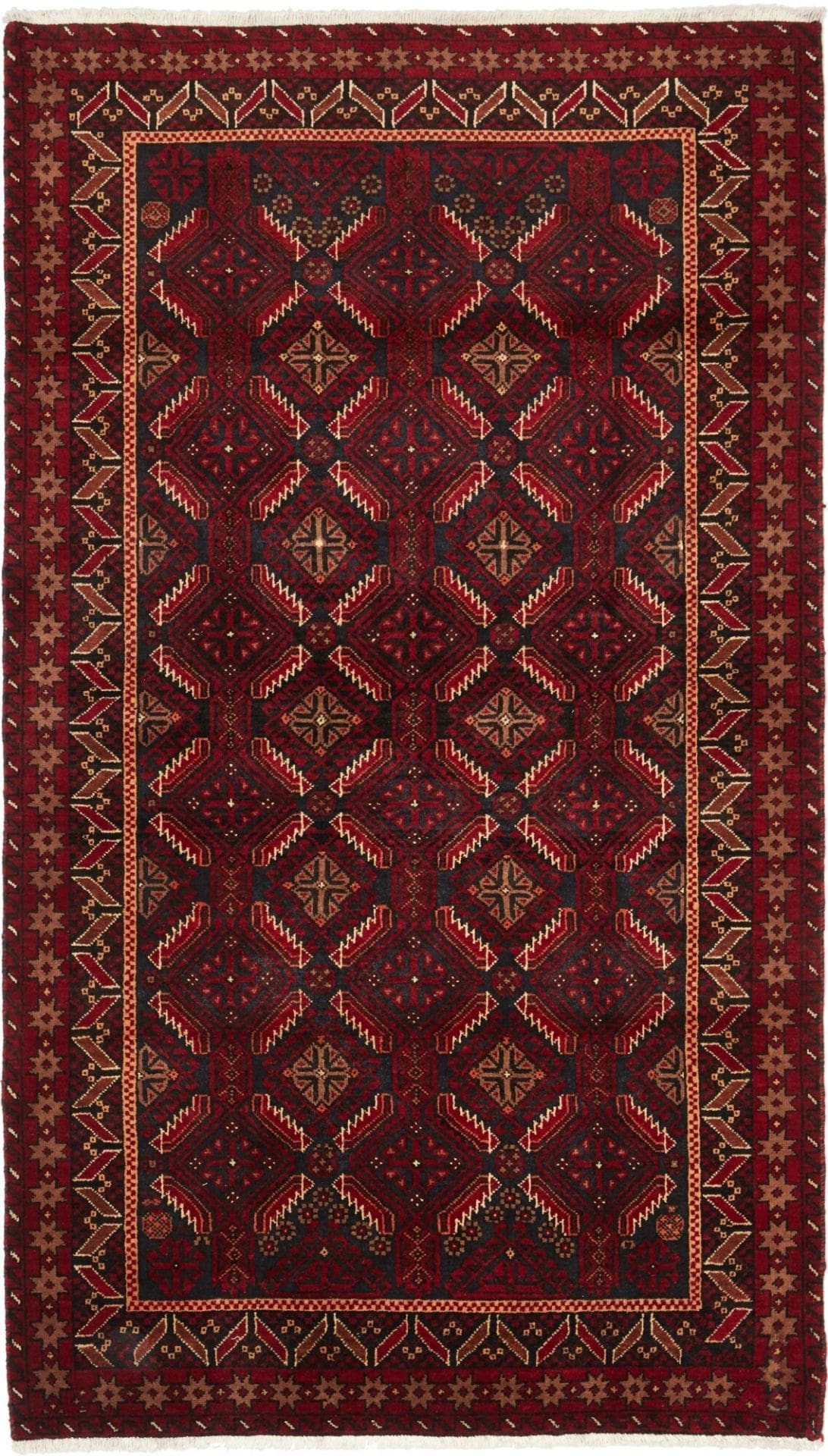 Orientteppich 110 x 198cm, handgeknüpft, florale Muster, Schurwolle