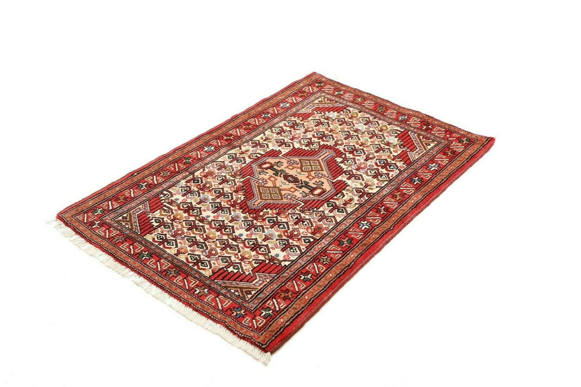 Hamadan Teppich 86 x 123cm, Handgeknüpft, Schurwolle, Geometrisch