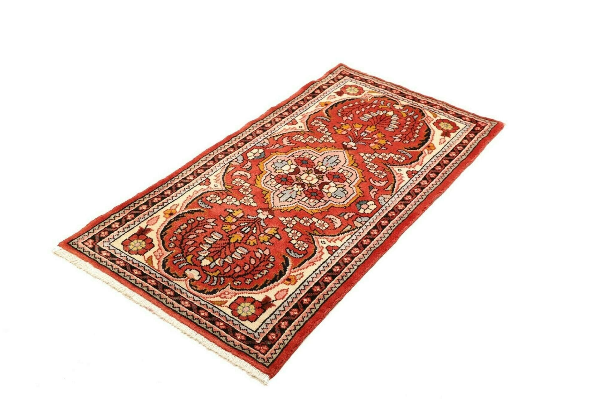 Hamadan Teppich 75 x 138 cm, Herati-Muster, handgeknüpft
