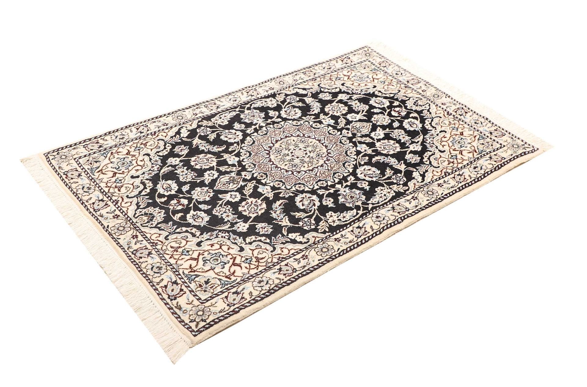 Nain Teppich 83 x 127 cm, florales Muster, handgeknüpft, Perserteppich