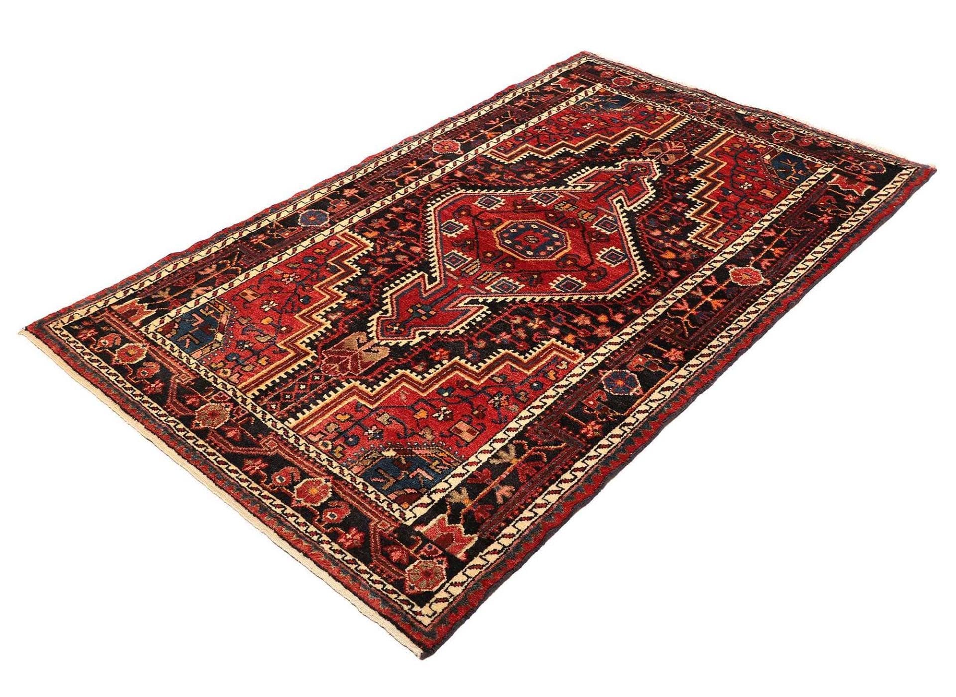 Hamadan Teppich 116 x 186cm, Herati-Muster, Schurwolle, handgeknüpft