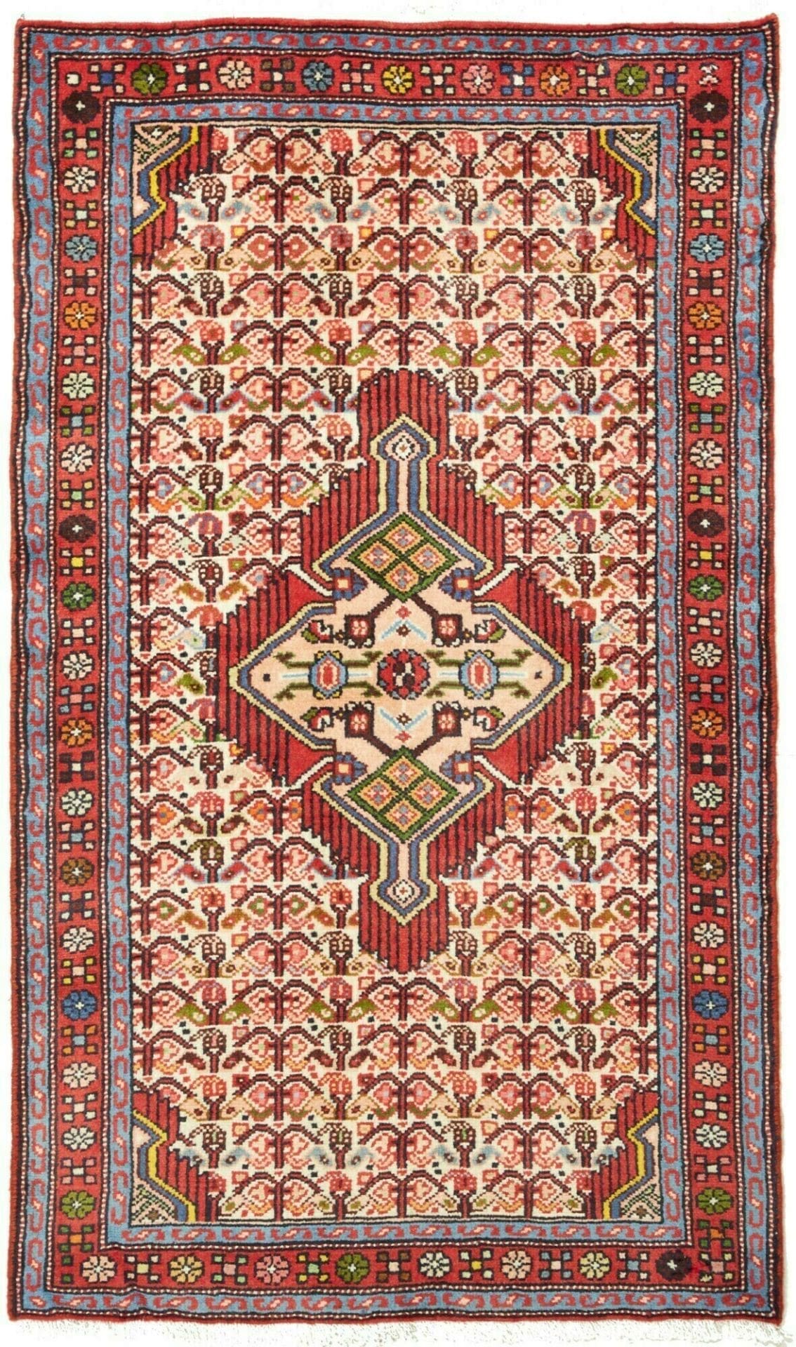Hamadan Teppich 80 x 132 cm - Herati-Muster, Schurwolle, handgeknüpft