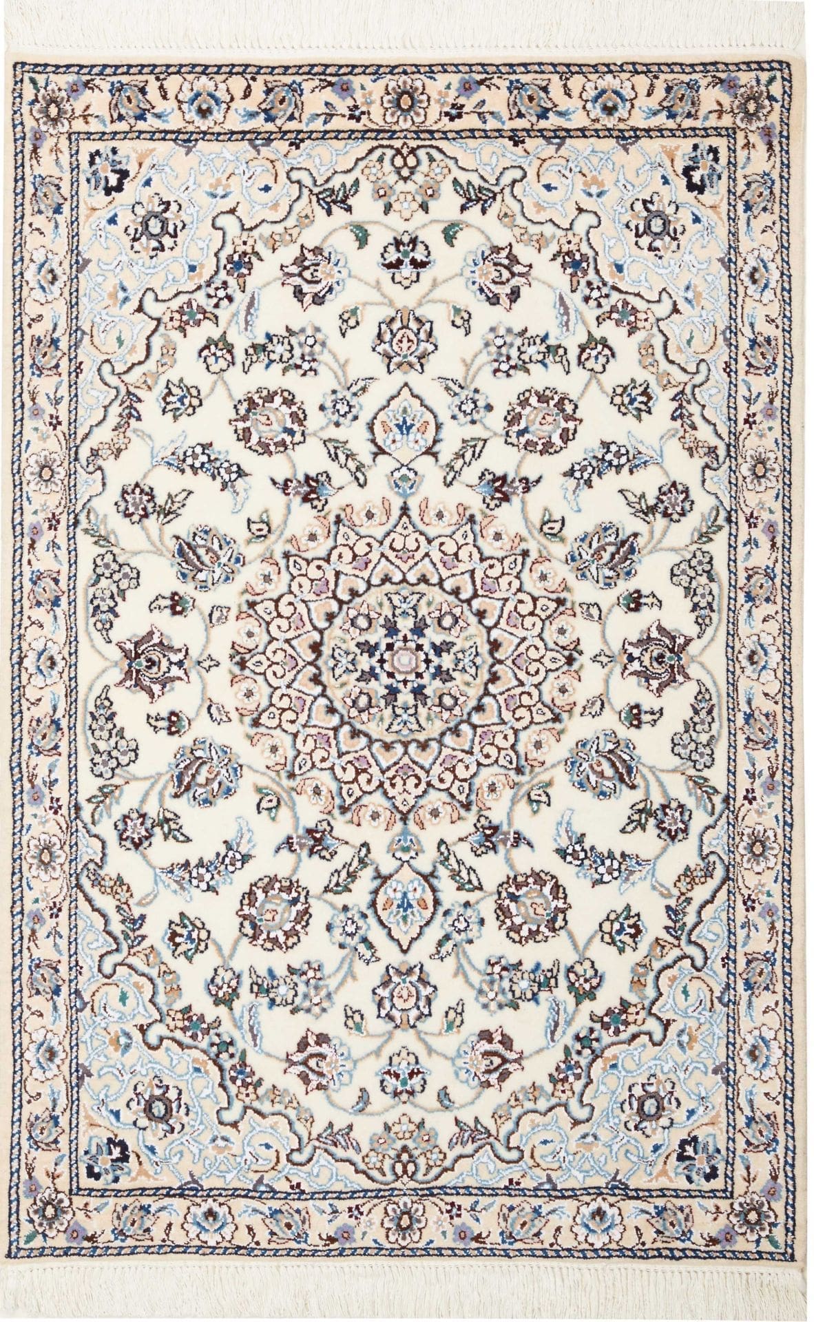 Nain Teppich 83 x 119cm, florales Muster, handgeknüpft, Perserteppich