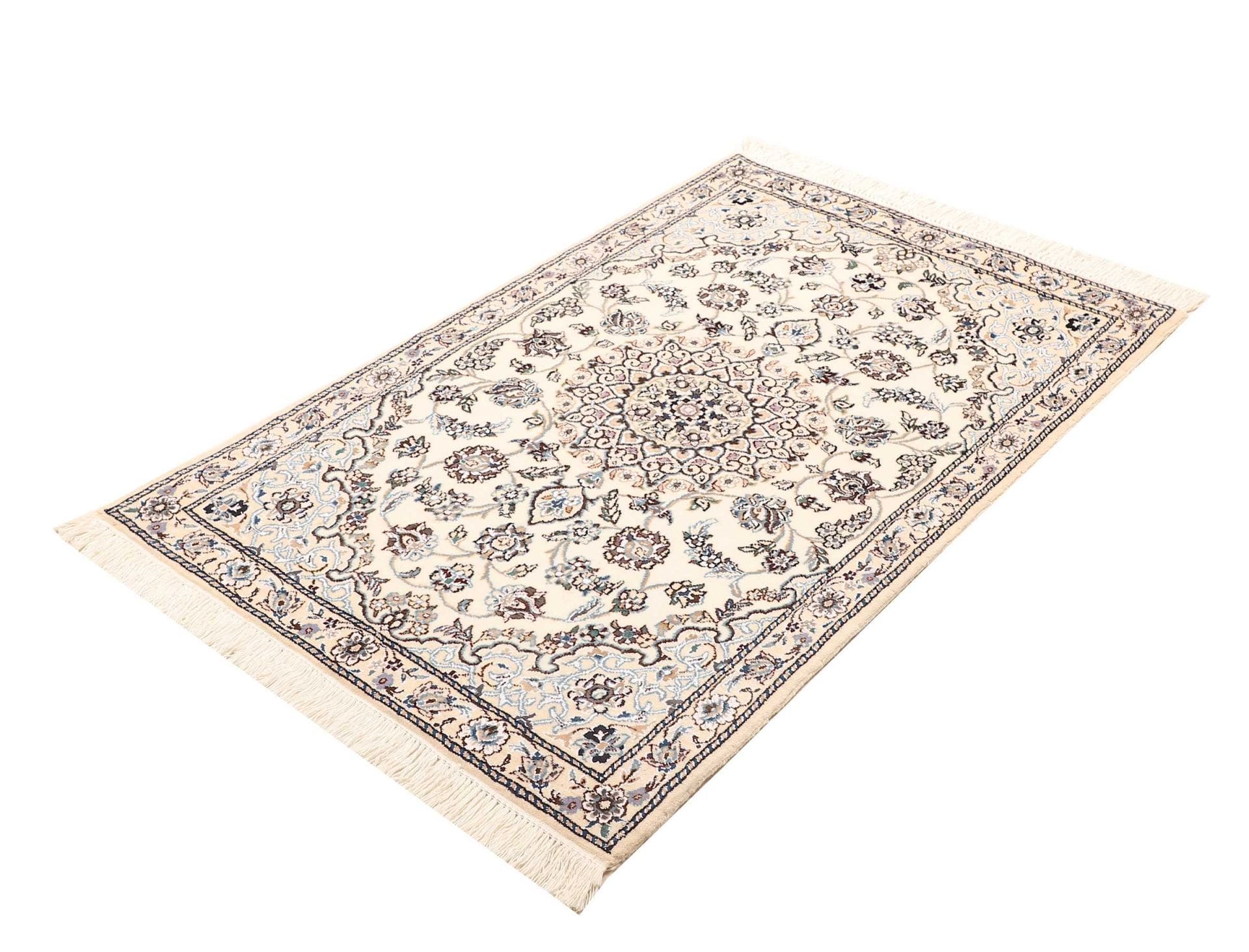 Nain Teppich 83 x 119cm, florales Muster, handgeknüpft, Perserteppich