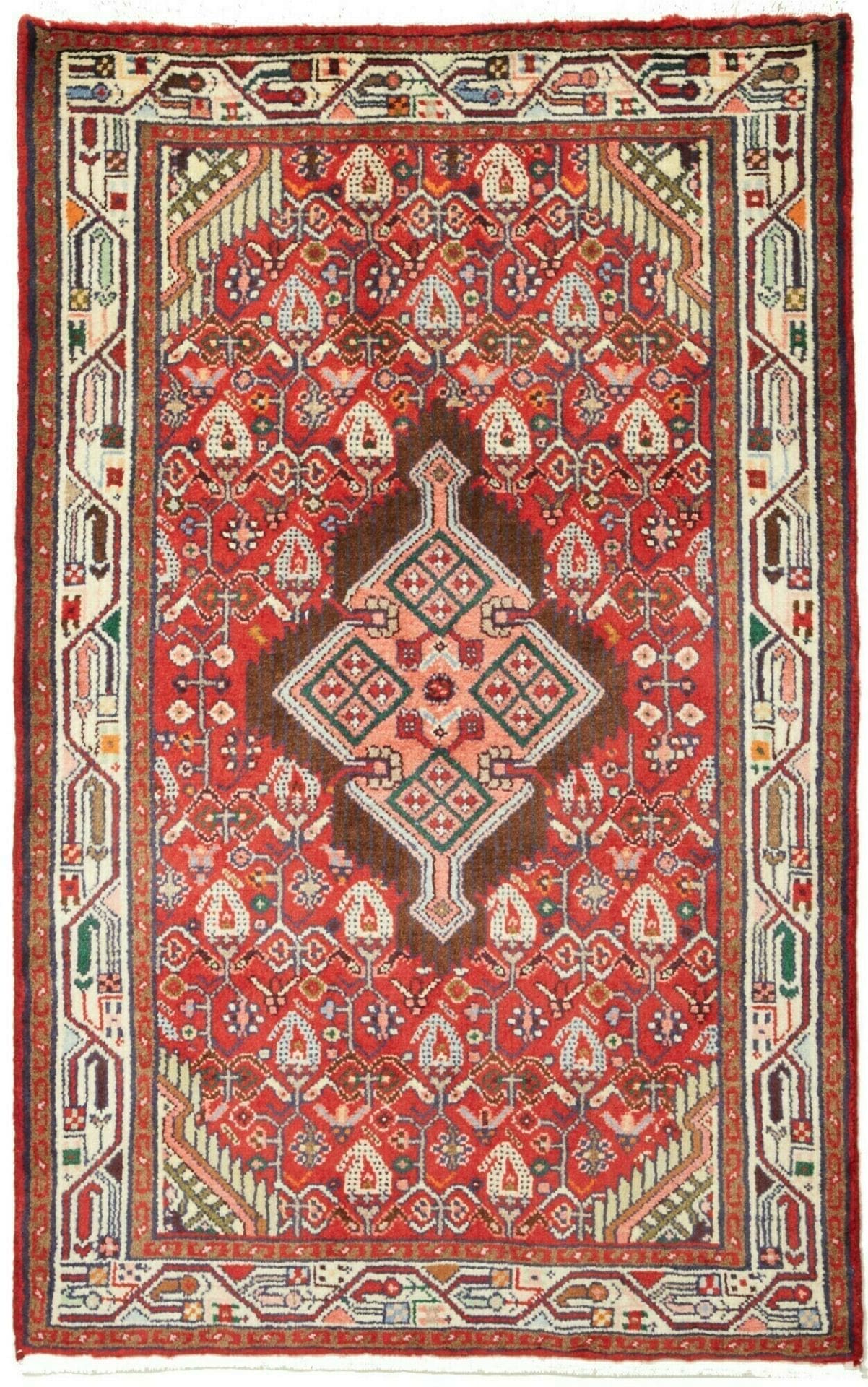 Hamadan Teppich 83 x 129 cm, Herati-Muster, handgeknüpft, Perserteppich