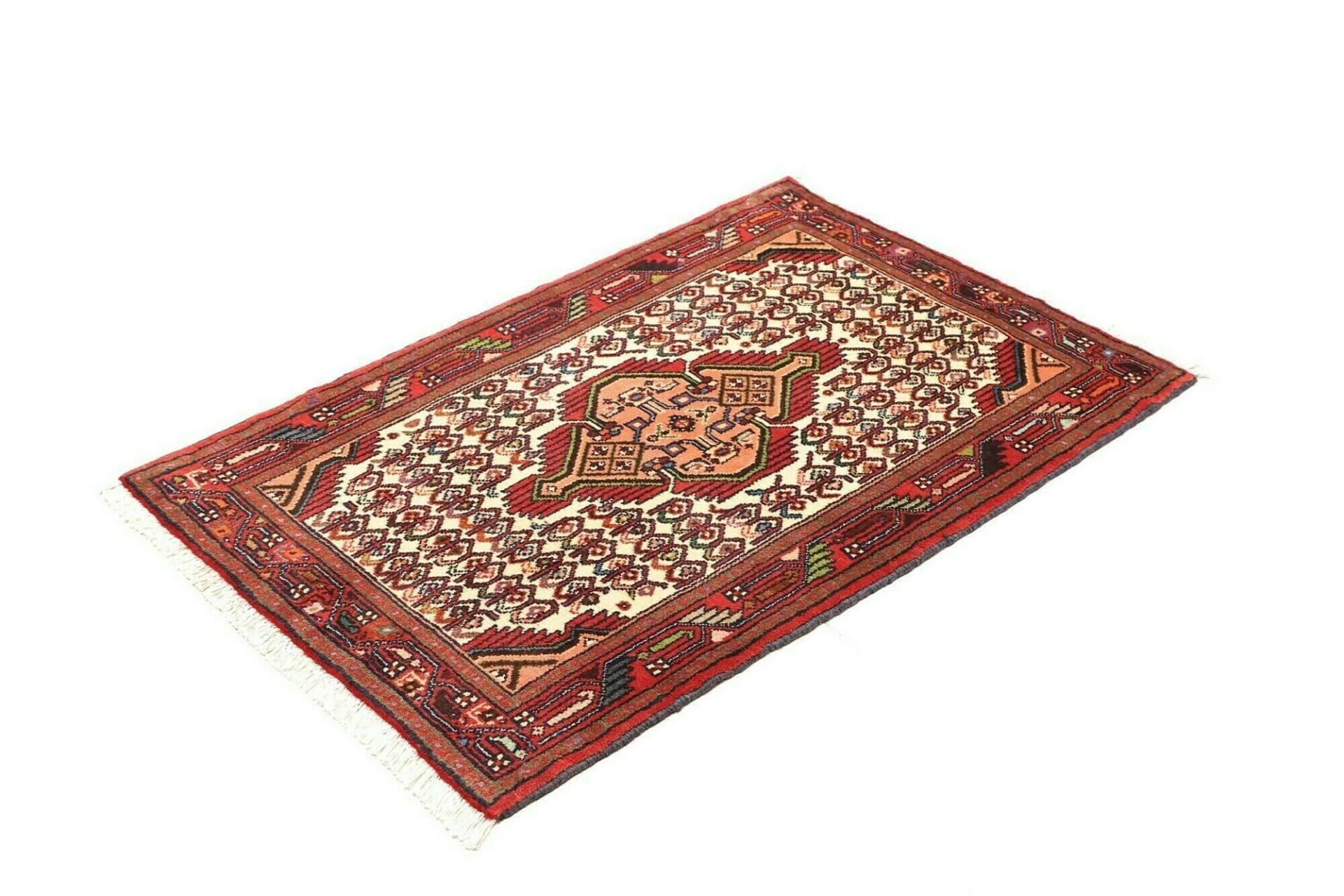 Hamadan Teppich 83 x 126cm, handgeknüpft, Schurwolle, Herati-Muster