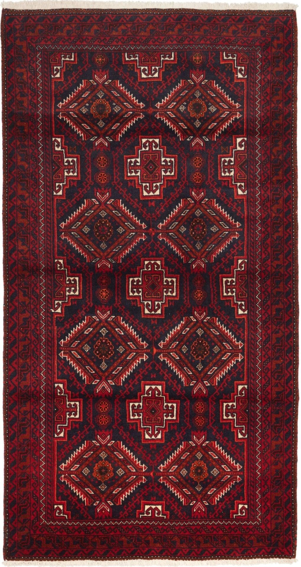 Perserteppich 113 x 202cm, handgeknüpft, florales Muster aus Wolle