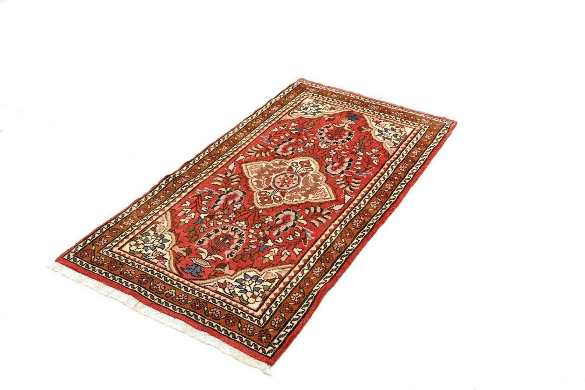 Hamadan Teppich 77 x 133 cm, Herati-Muster, handgeknüpft