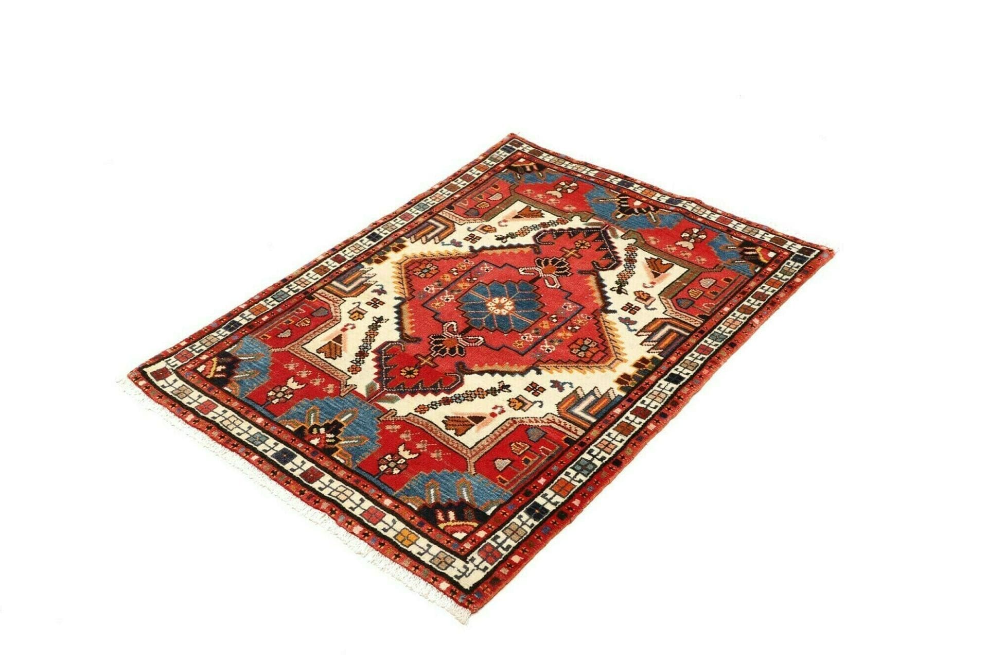 Hamadan Teppich 88 x 120cm, Herati-Muster, Schurwolle, handgeknüpft