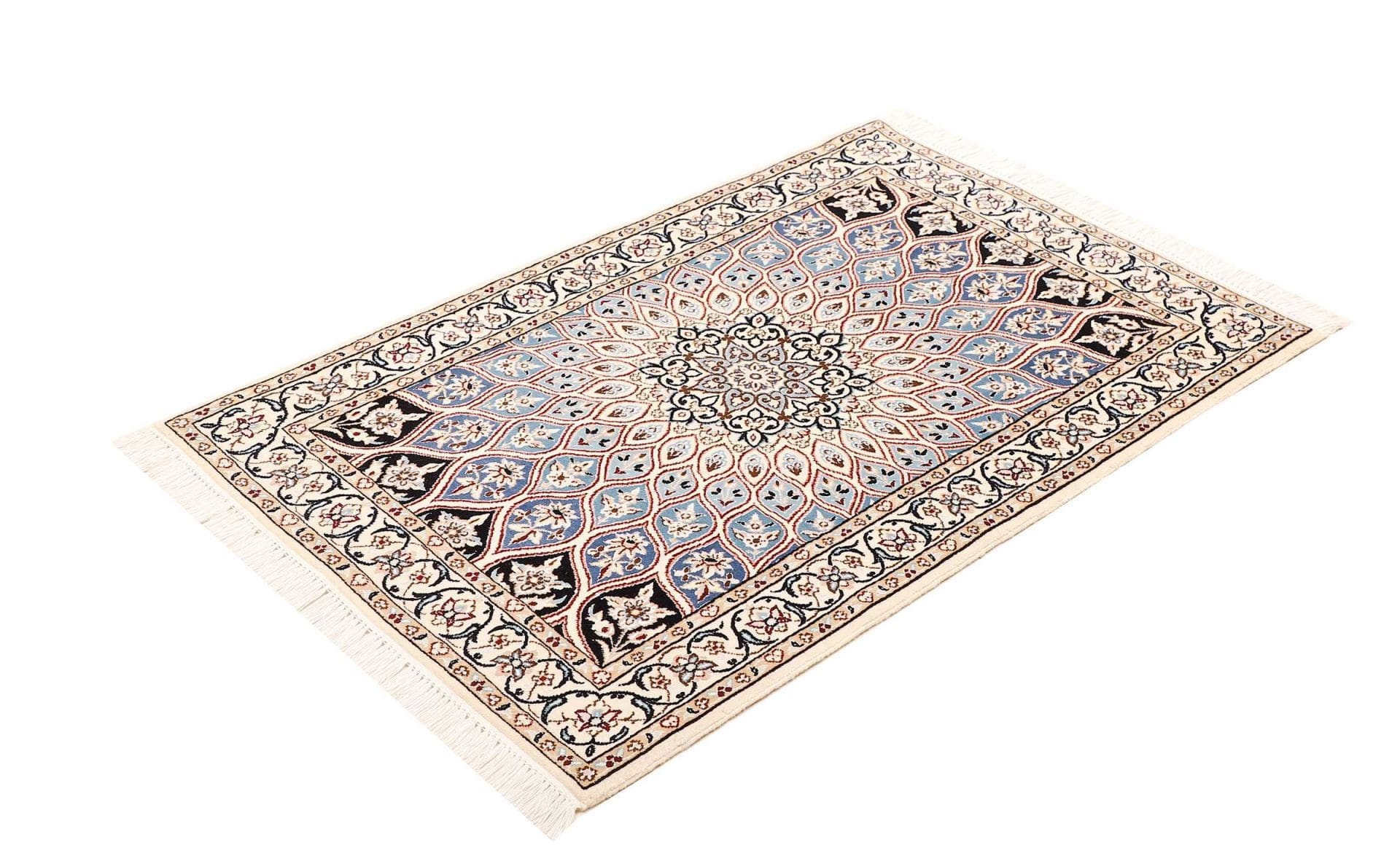 Nain Teppich 83 x 121 cm, florales Design, Schurwolle, handgeknüpft