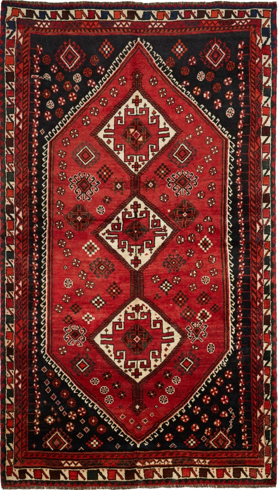 Shiraz Teppich 163 x 279cm, Wolle, geometrische Muster, handgeknüpft