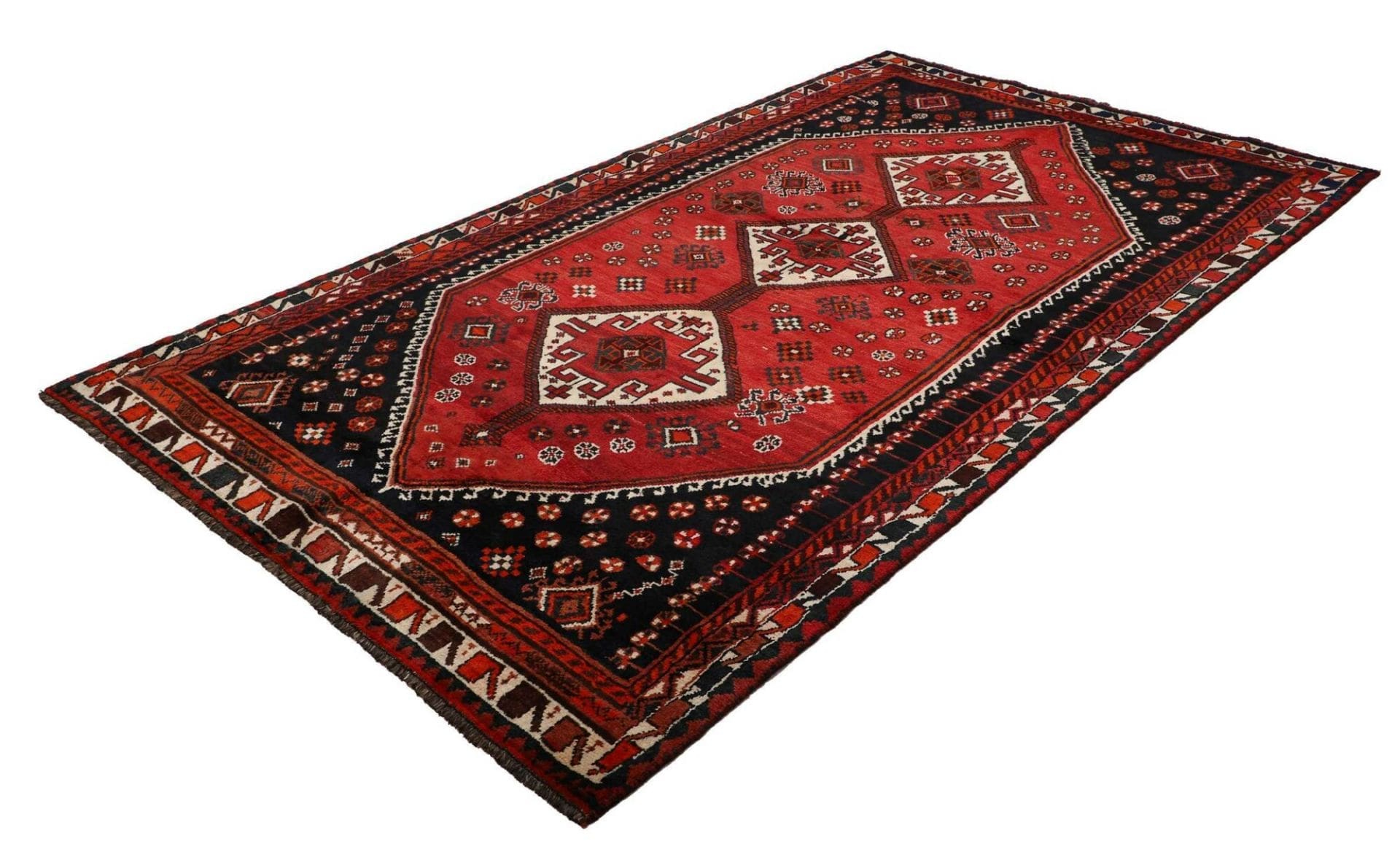 Shiraz Teppich 163 x 279cm, Wolle, geometrische Muster, handgeknüpft