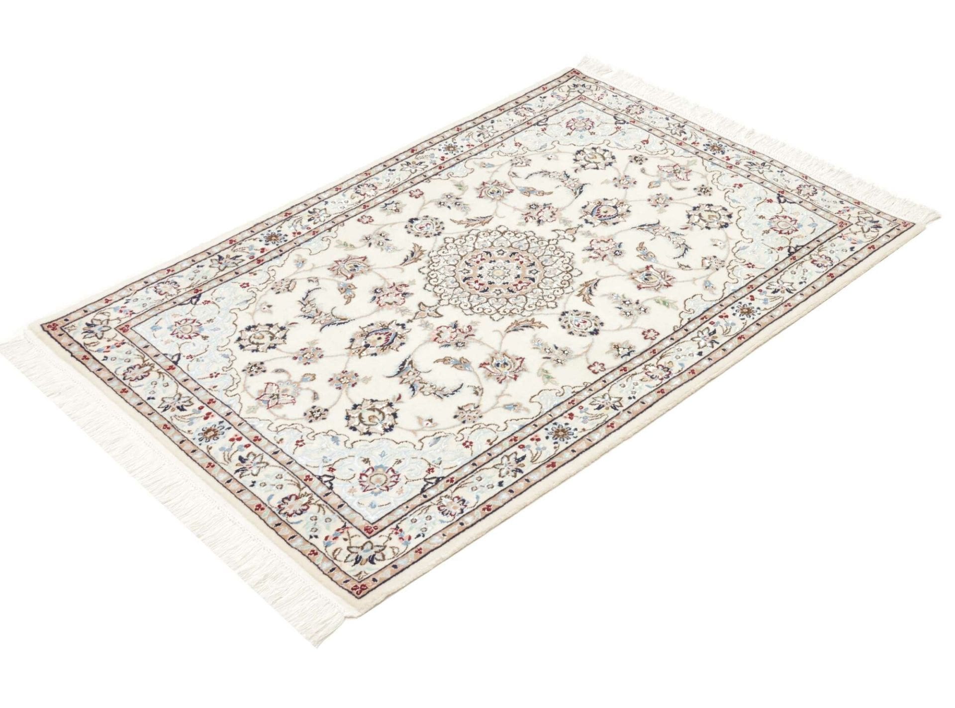 Nain Teppich 82 x 117cm, florale Muster, handgeknüpft, Perserteppich