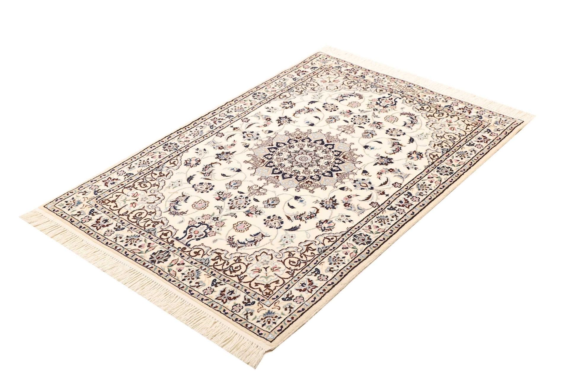 Nain Teppich 85 x 120 cm, florales Muster, handgeknüpft