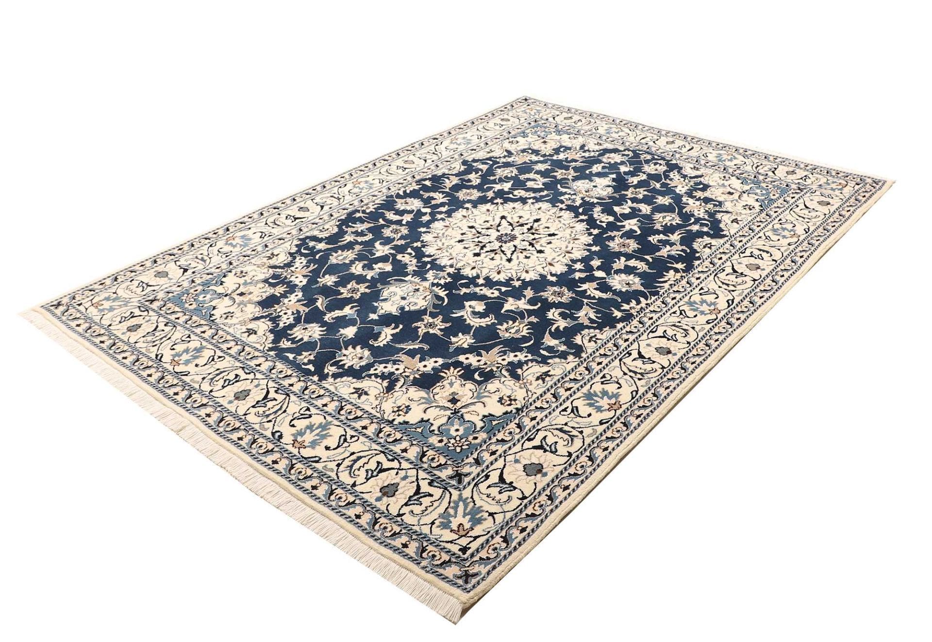 Nain Teppich 178 x 238cm, florales Muster, handgeknüpft, Perserteppich