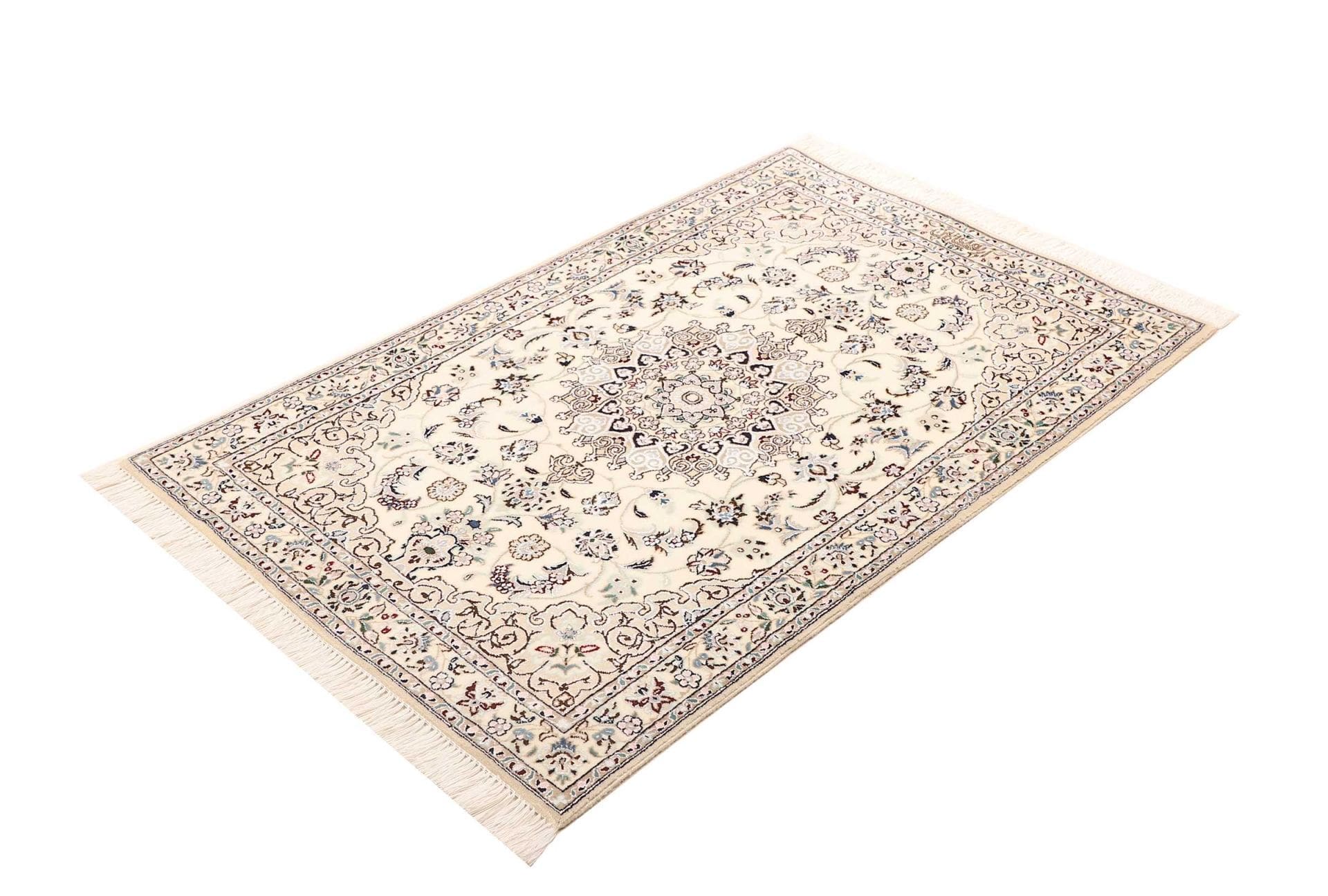 Nain Teppich 86 x 127 cm, florales Design, handgeknüpft