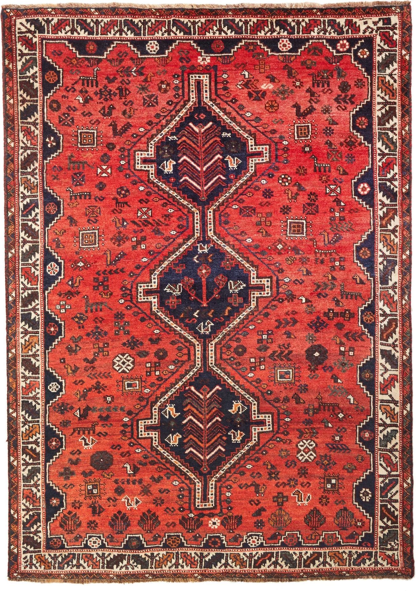 Shiraz Teppich 180 x 245cm, Wolle, geometrische Muster, handgeknüpft