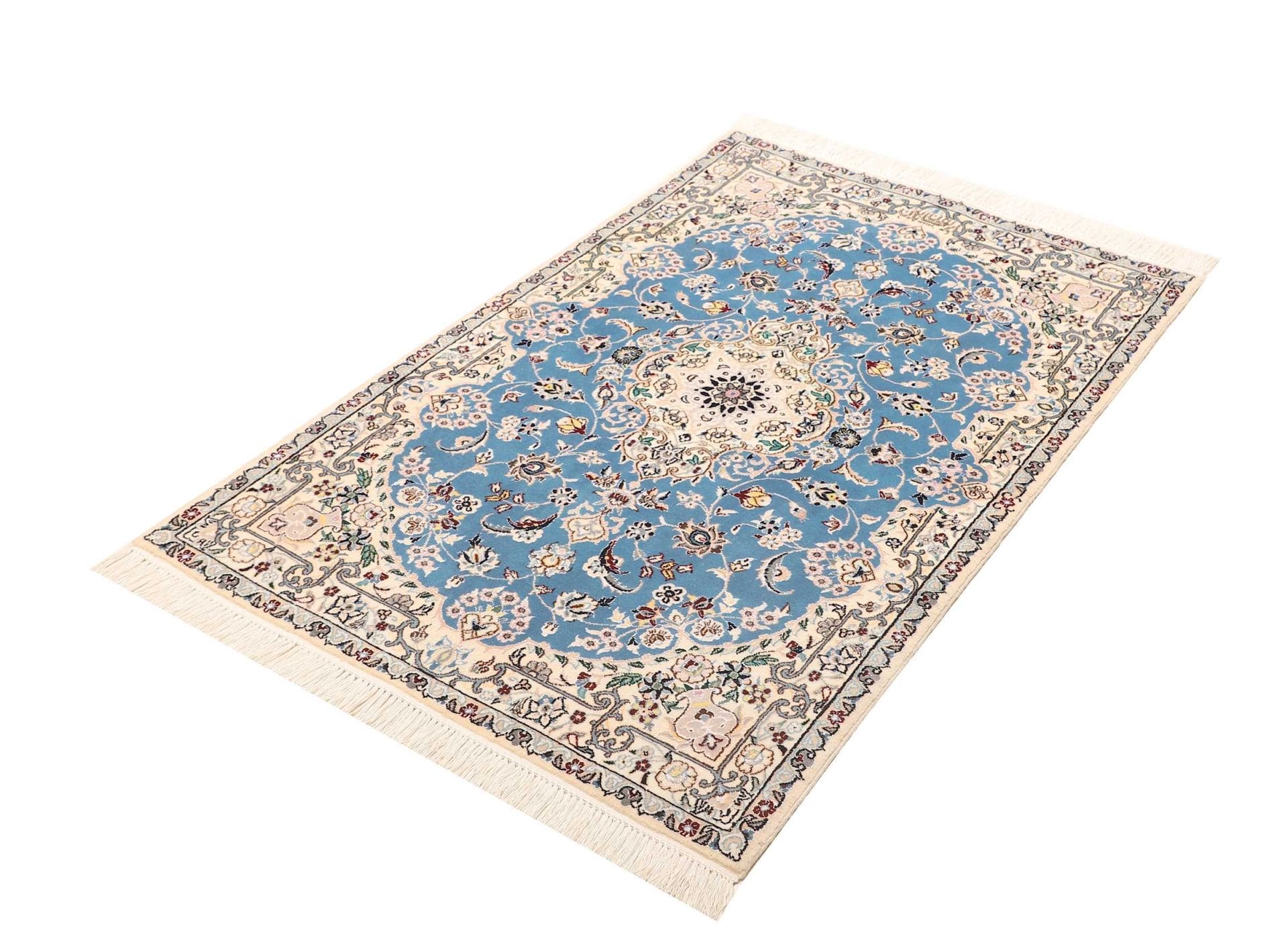 Nain Teppich 83 x 126cm, florales Muster, handgeknüpft, Perserteppich