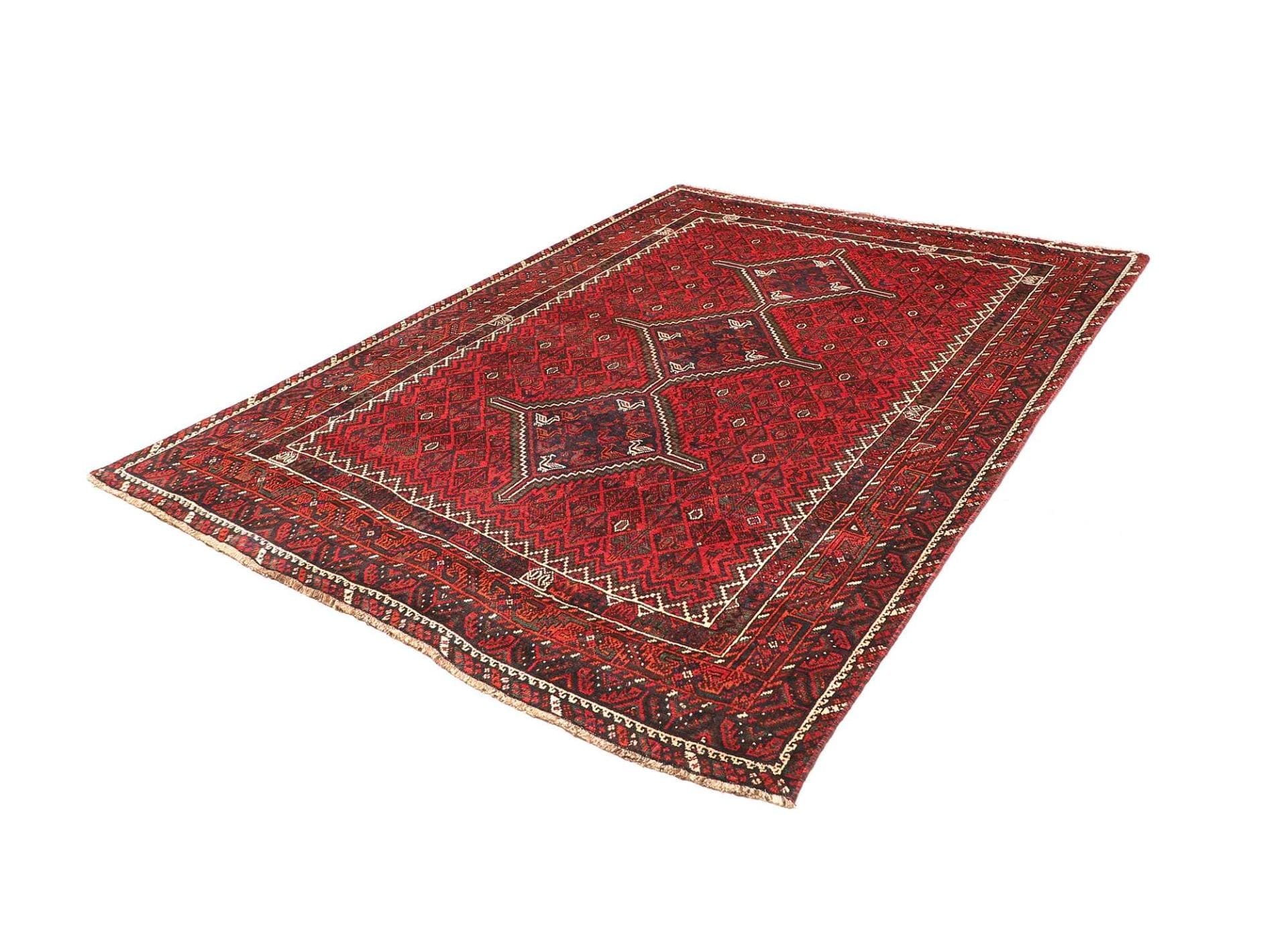 Shiraz Teppich 203x265cm, Wolle, geometrische Muster, handgeknüpft