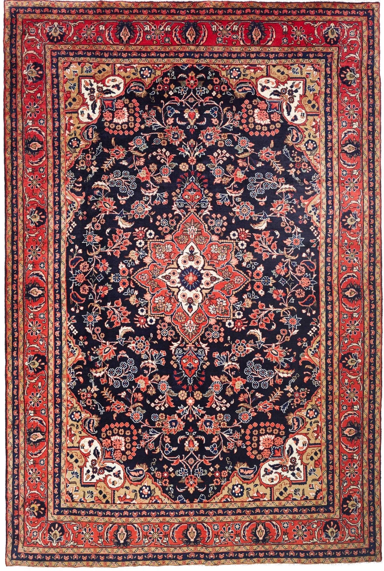 Hamadan Teppich 223 x 334cm, Schurwolle, Herati-Muster, handgeknüpft H1