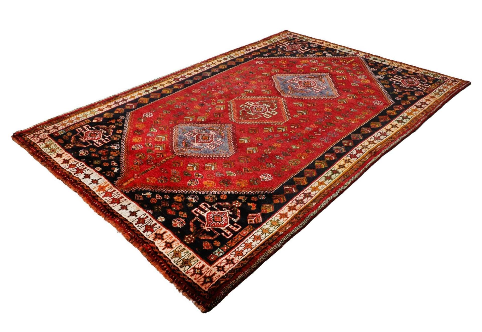 Shiraz Teppich 178 x 260 cm | Wolle, geometrische Muster | handgeknüpft