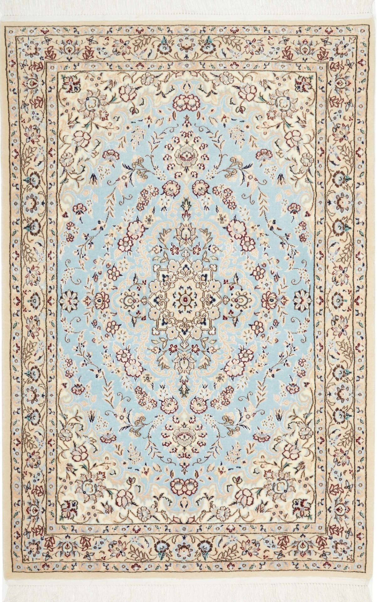 Nain Teppich 84 x 122 cm, florales Muster, handgeknüpft, Perserteppich