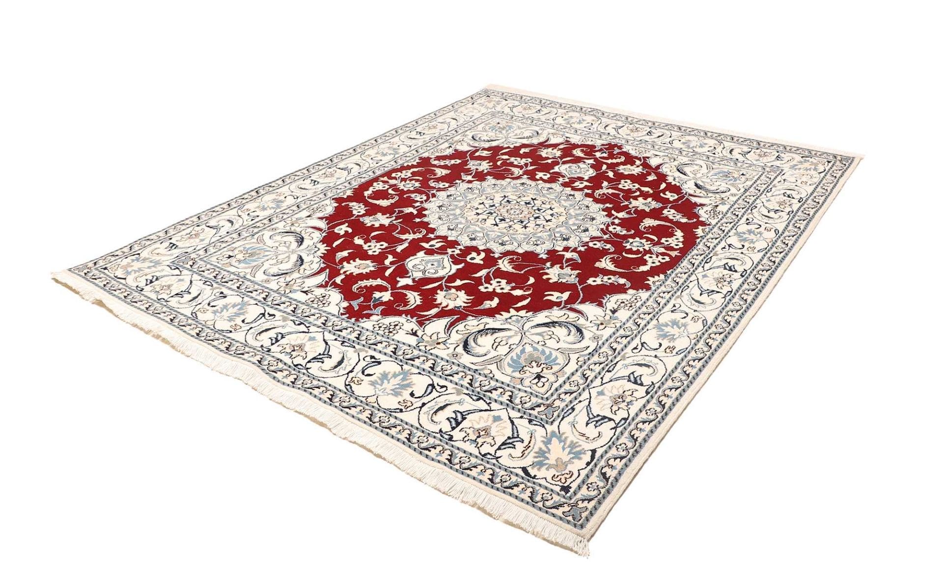 Nain Teppich 206 x 248cm, florale Muster, handgeknüpft, Perserteppich