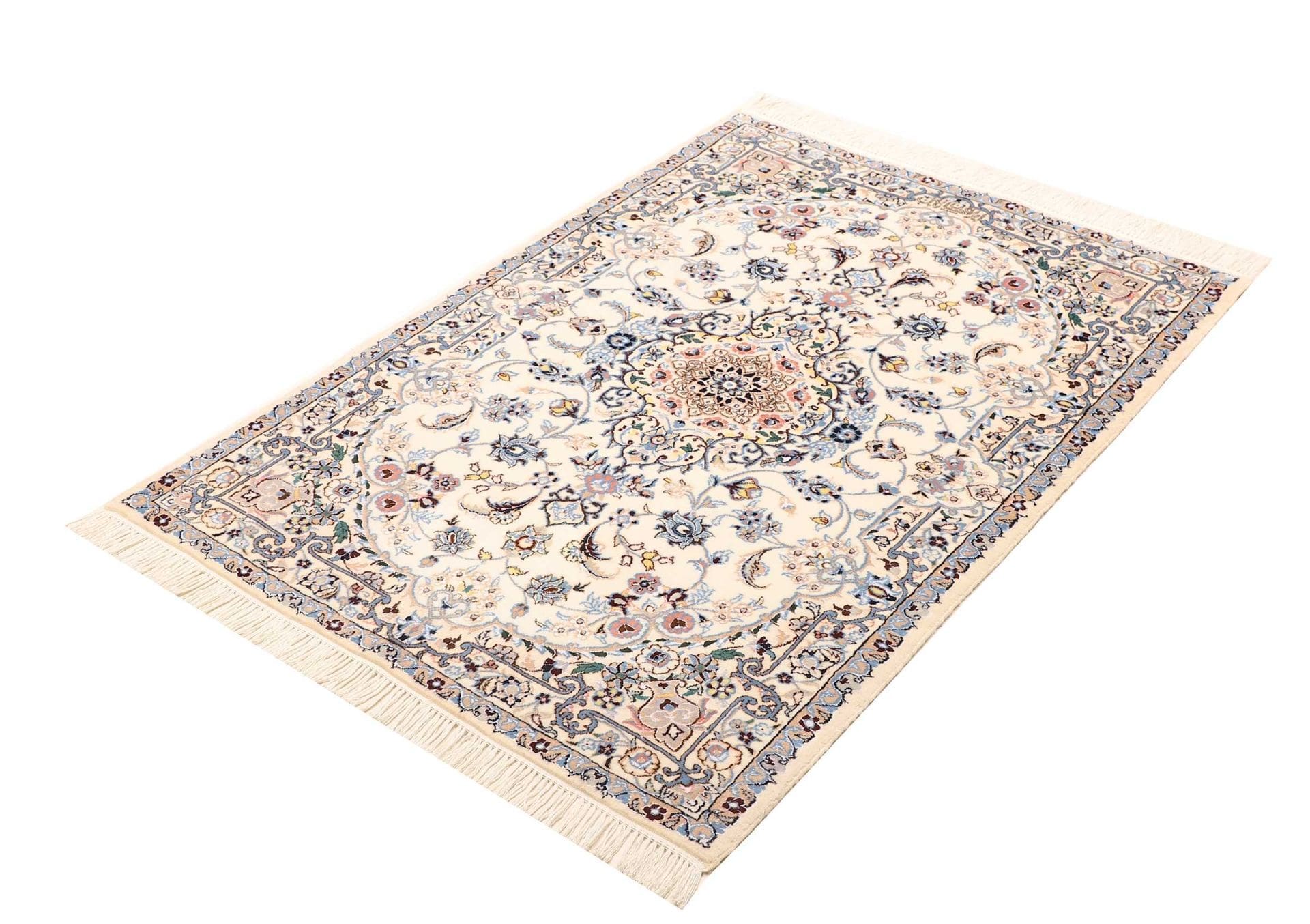 Exklusiver Nain Teppich 88 x 123cm, florales Muster, handgeknüpft