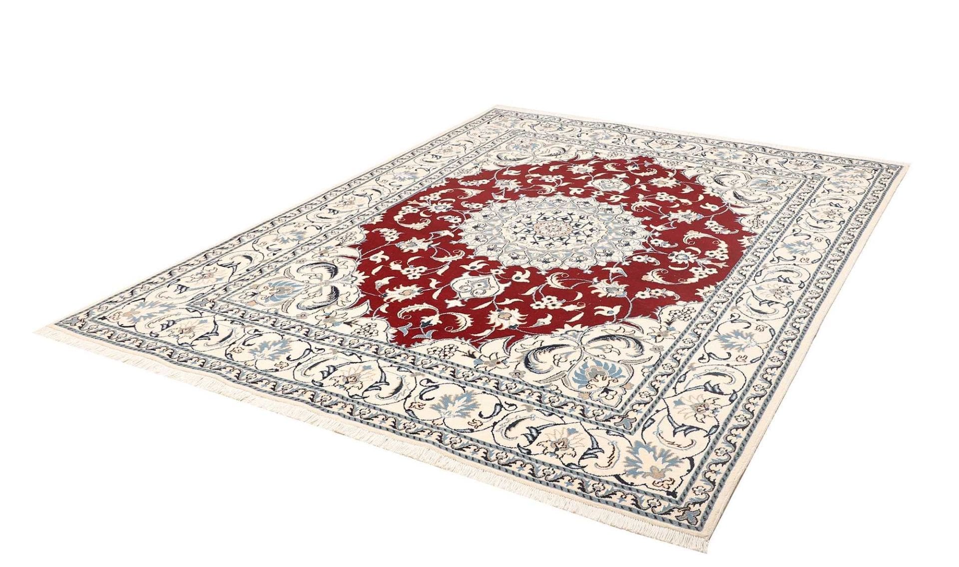 Nain Teppich 203 x 250 cm, florales Muster, Schurwolle, handgeknüpft