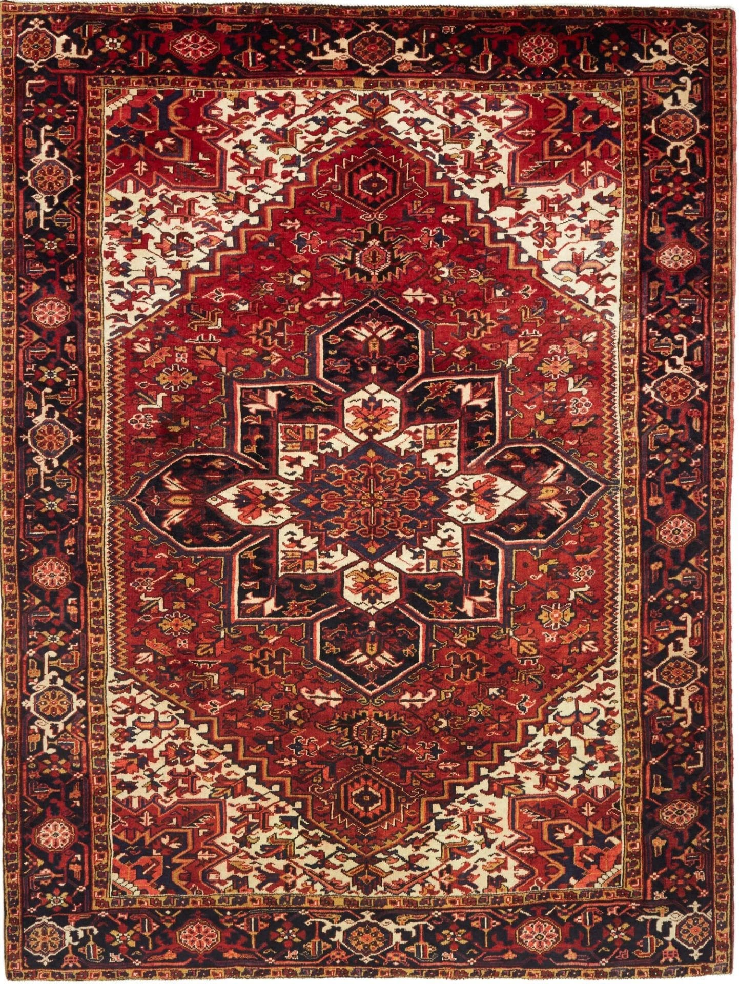 Heriz Teppich 228 x 300 cm – handgeknüpft, geometrische Muster