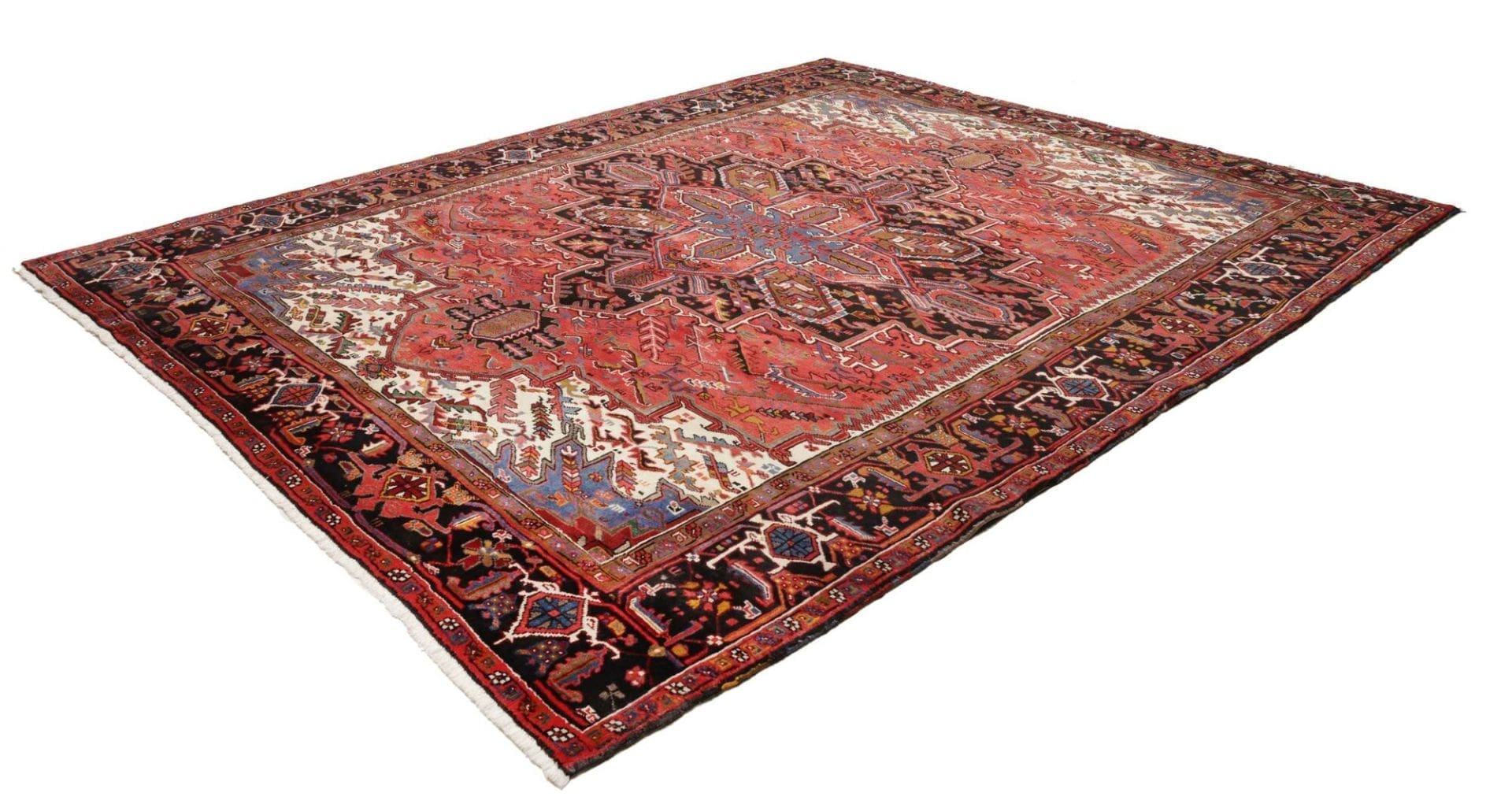 Heriz Teppich 281 x 340cm, geometrisches Muster, handgeknüpft