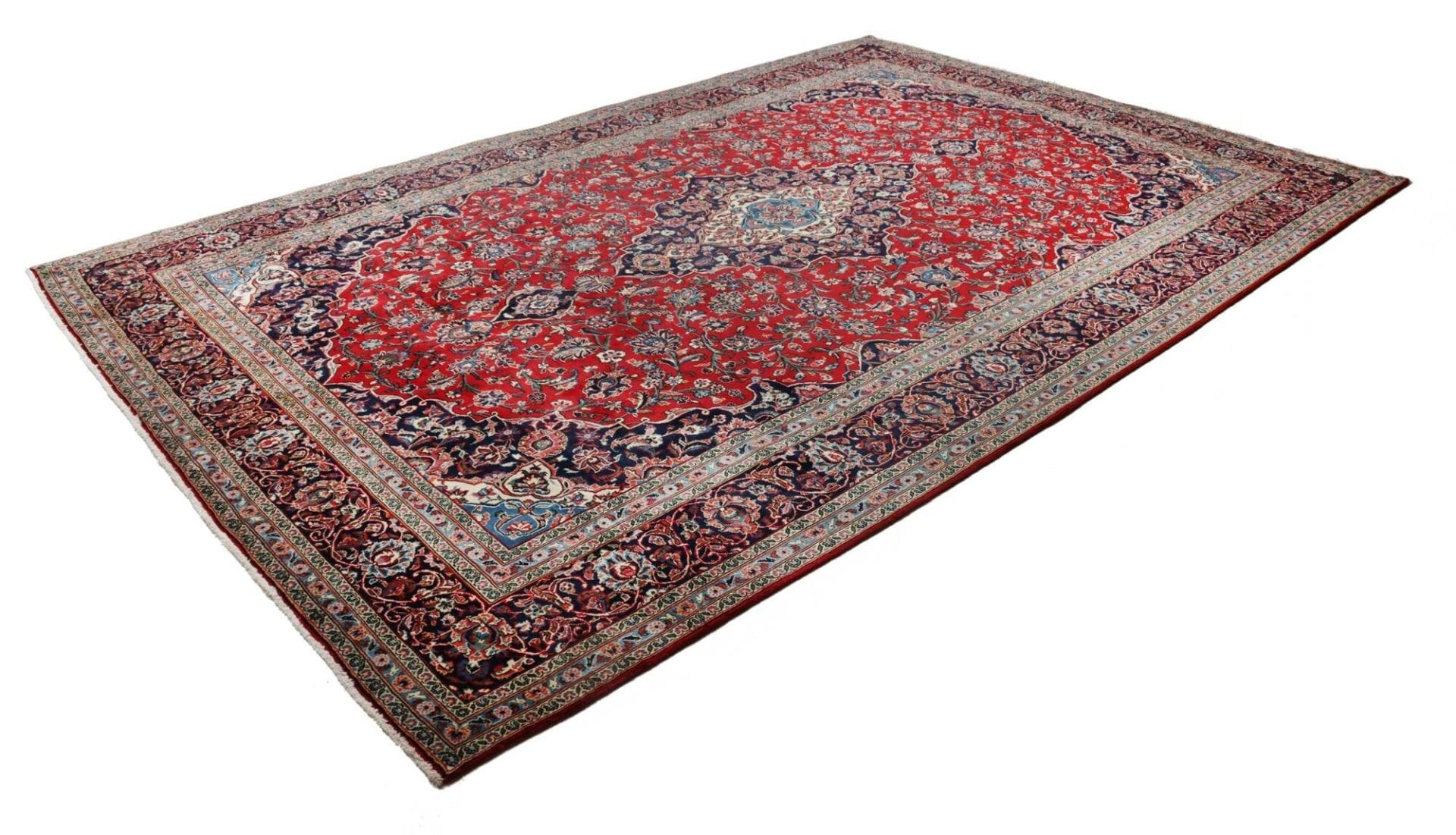 Kashan Teppich 259 x 386 cm, florale Muster, handgeknüpft, Perserteppich