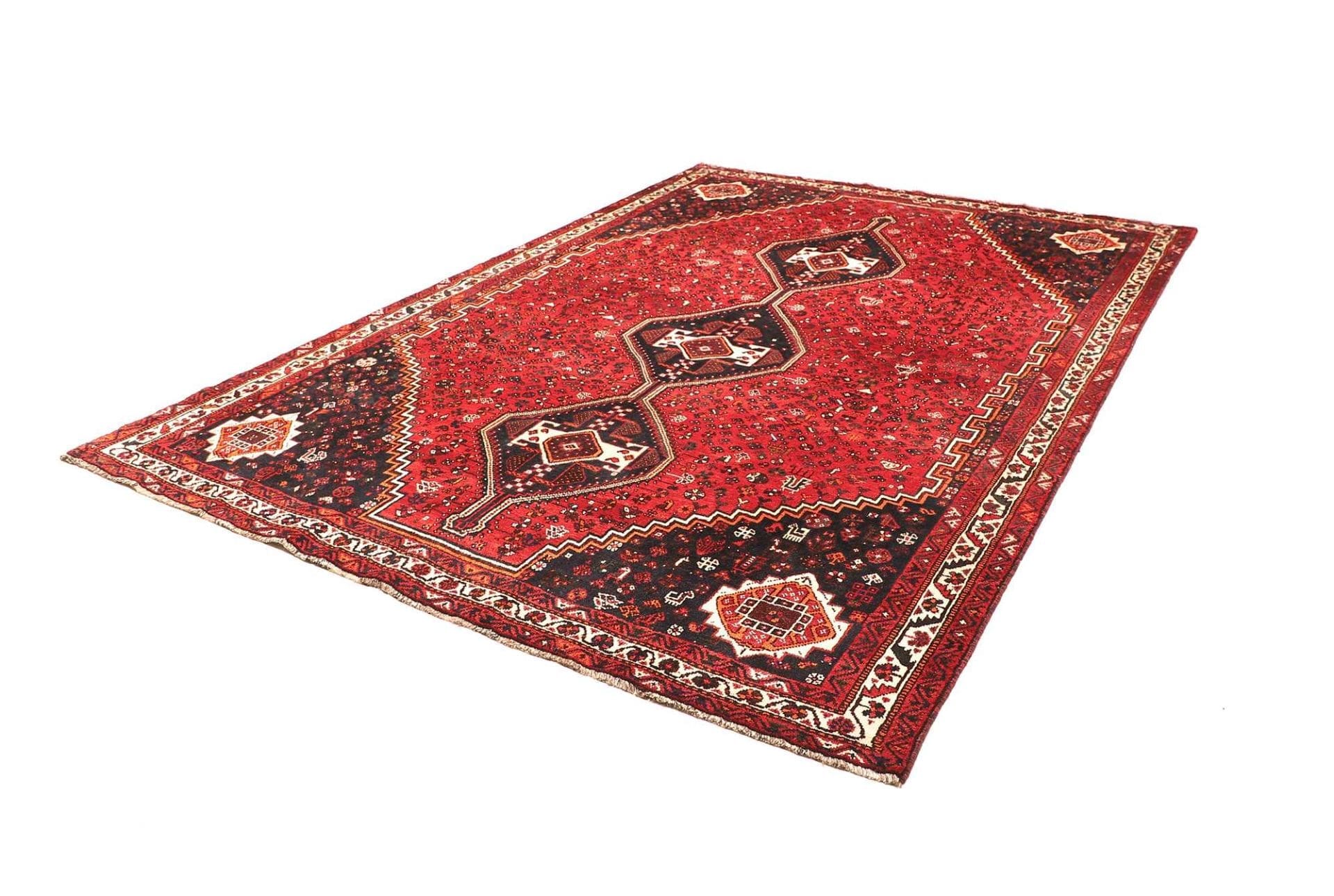 Eleganter Shiraz Teppich 231 x 315 cm aus Schurwolle, handgeknüpft