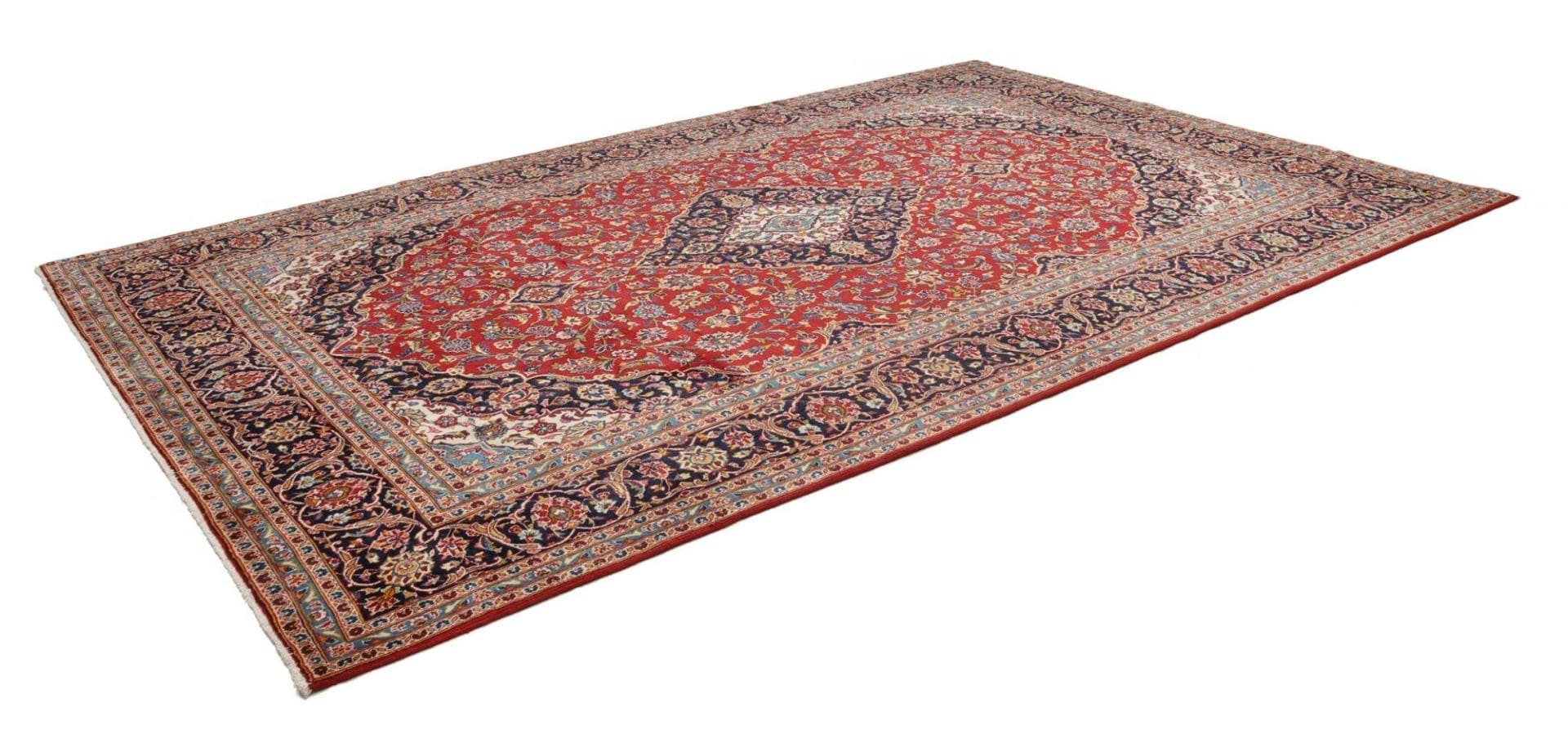 Kashan Teppich 248 x 380cm, Schurwolle, florales Muster, handgeknüpft