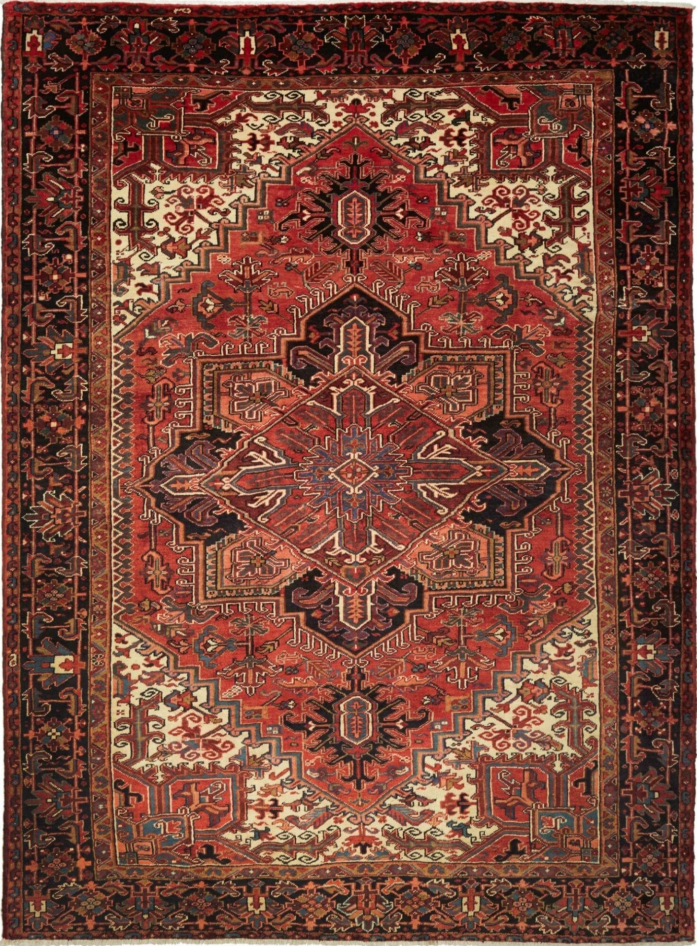 Heriz Teppich 236 x 315cm aus Schurwolle, geometrisch, handgeknüpft