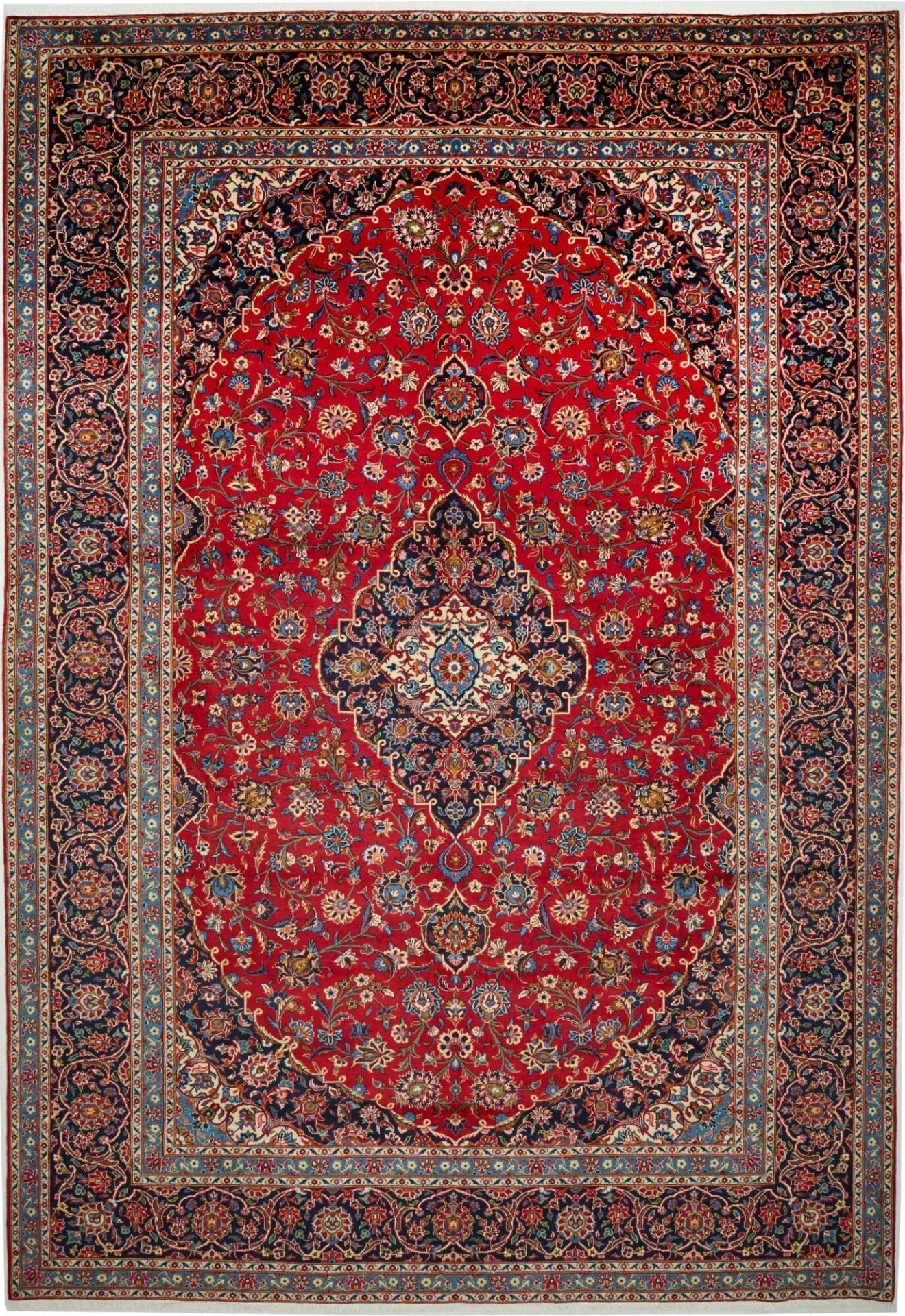 Kashan Teppich 275 x 400cm, Schurwolle, florale Muster, handgeknüpft