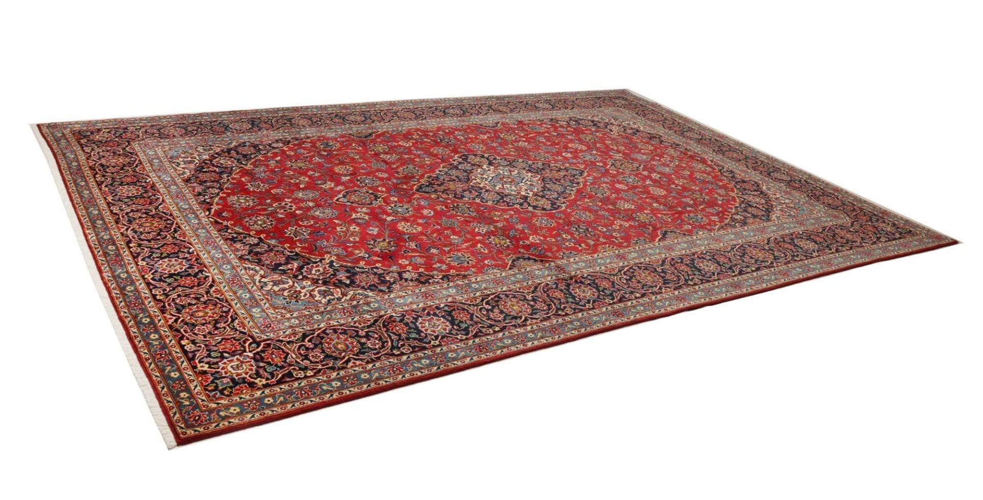 Kashan Teppich 275 x 400cm, Schurwolle, florale Muster, handgeknüpft