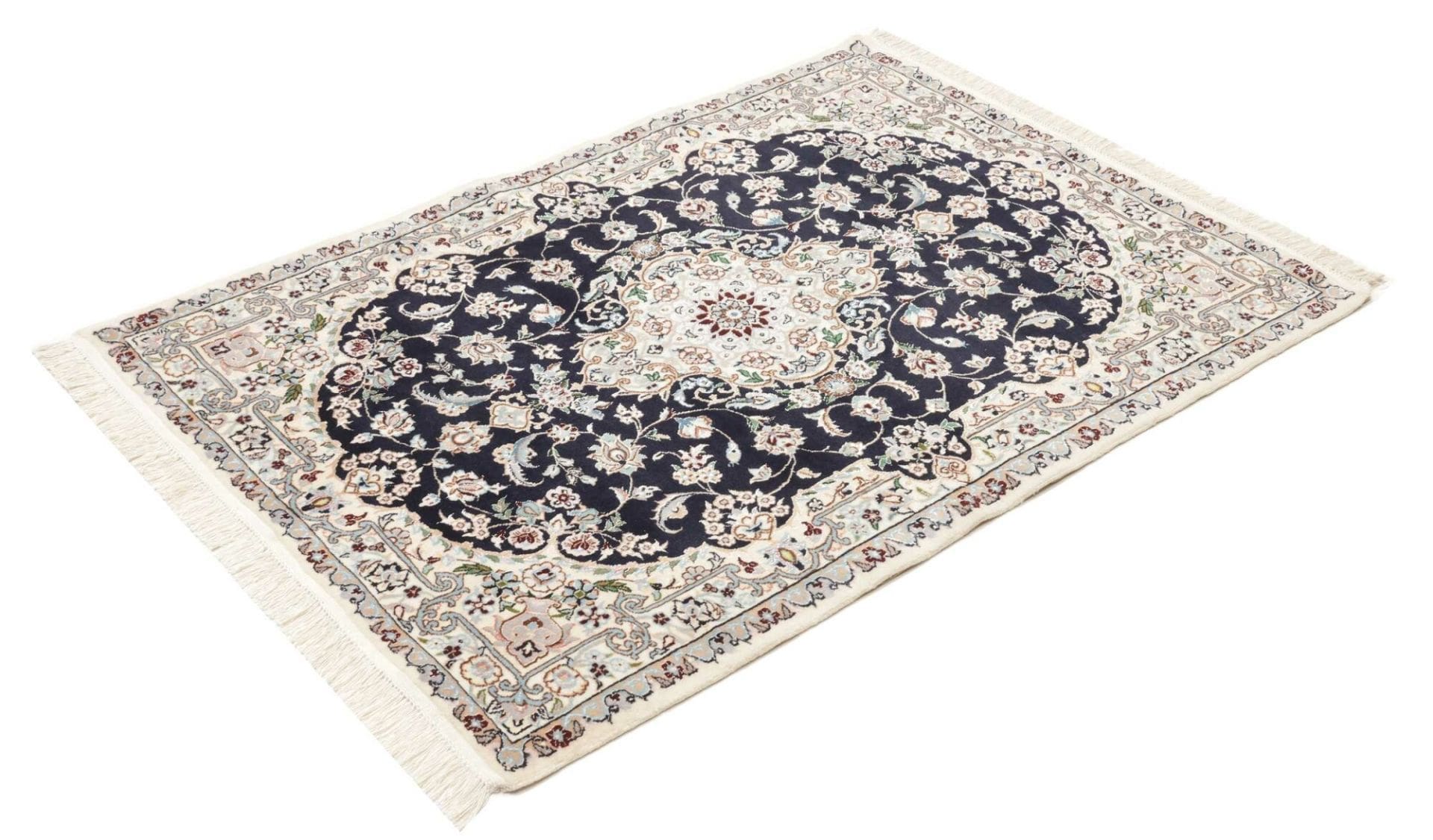 Nain Teppich 98 x 127cm, florales Design, handgeknüpft, Perserteppich