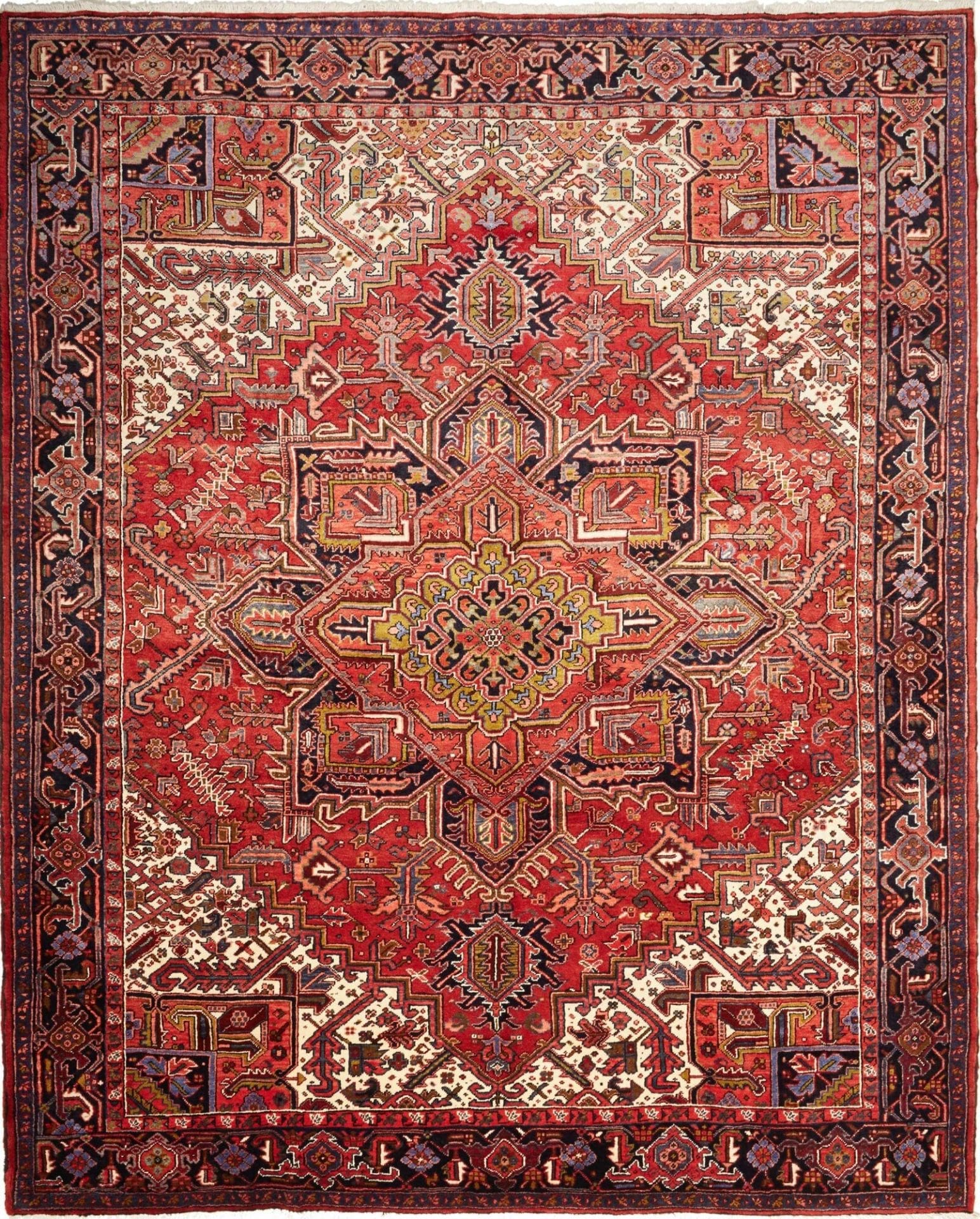 Heriz Teppich 280 x 340 cm, handgeknüpft, Schurwolle, geometrisch