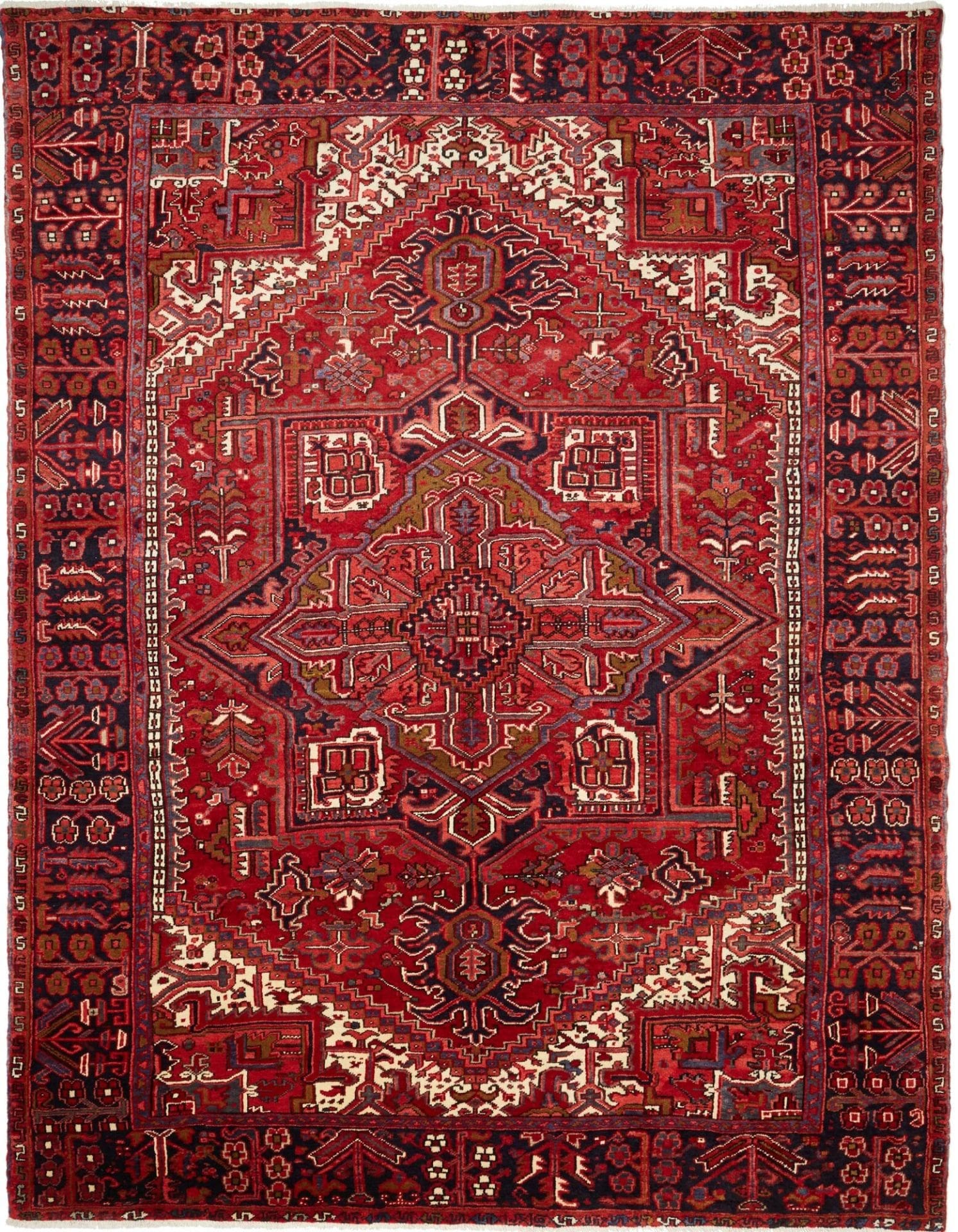 Heriz Teppich 253 x 324cm, geometrisches Muster, handgeknüpft