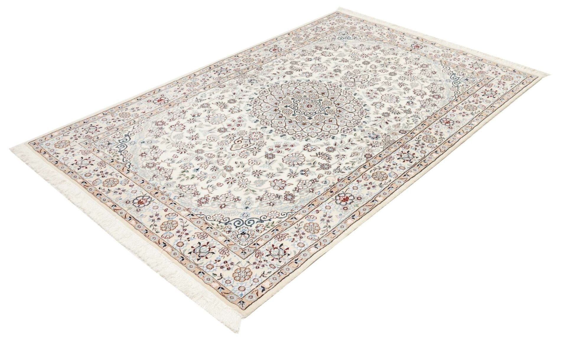 Nain Teppich 137 x 210cm, florales Muster, handgeknüpft, Perserteppich