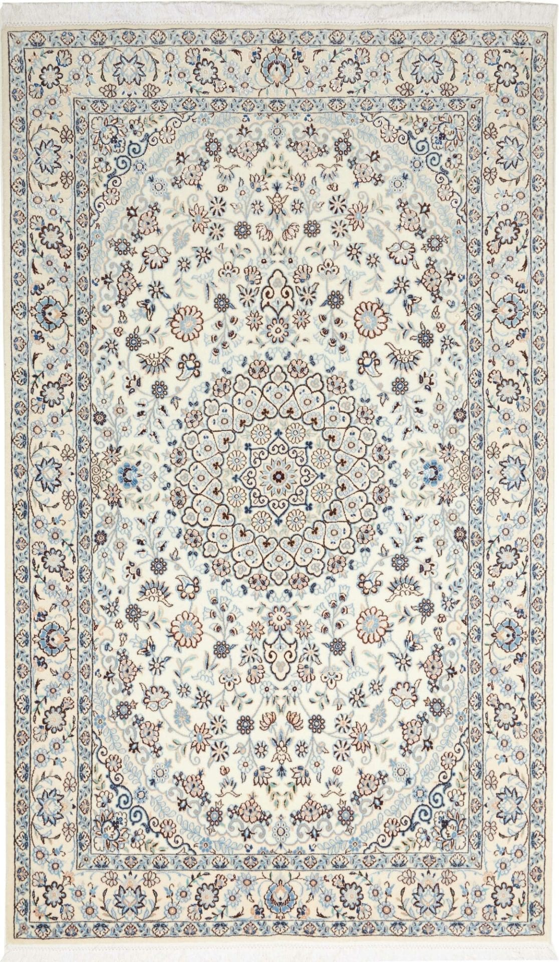 Nain Teppich 136 x 223 cm, handgeknüpft, florale Muster, Perserteppich