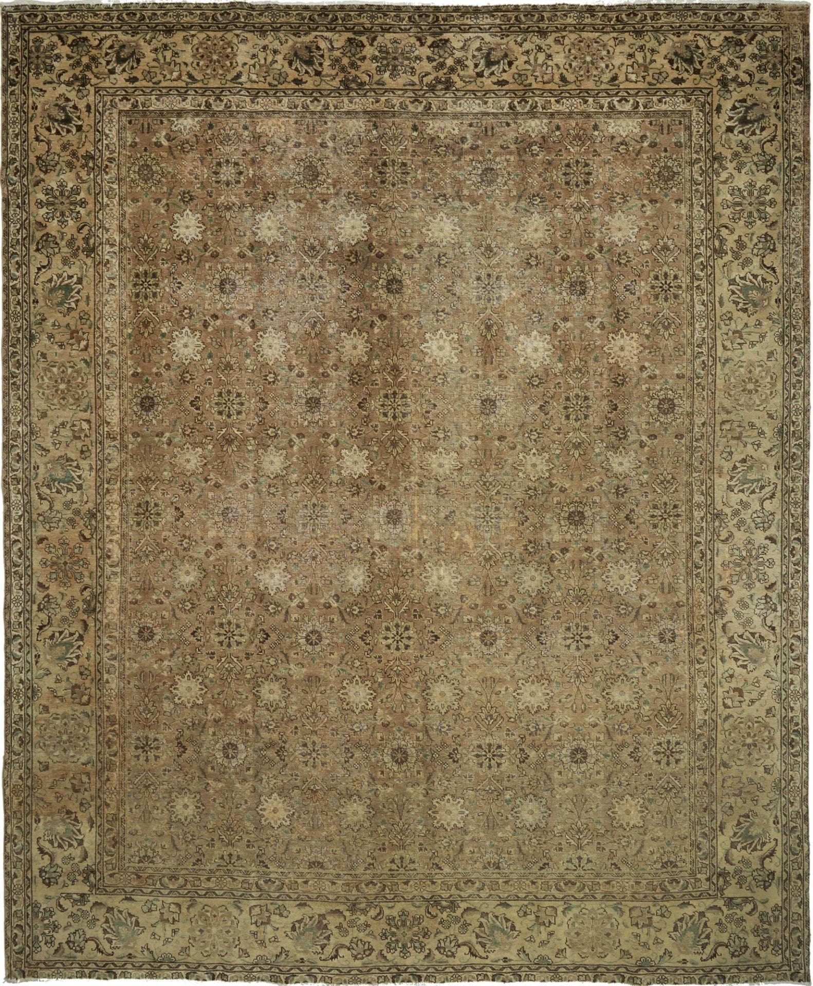 Vintage Orientteppich 303 x 370 cm aus Schurwolle, handgeknüpft