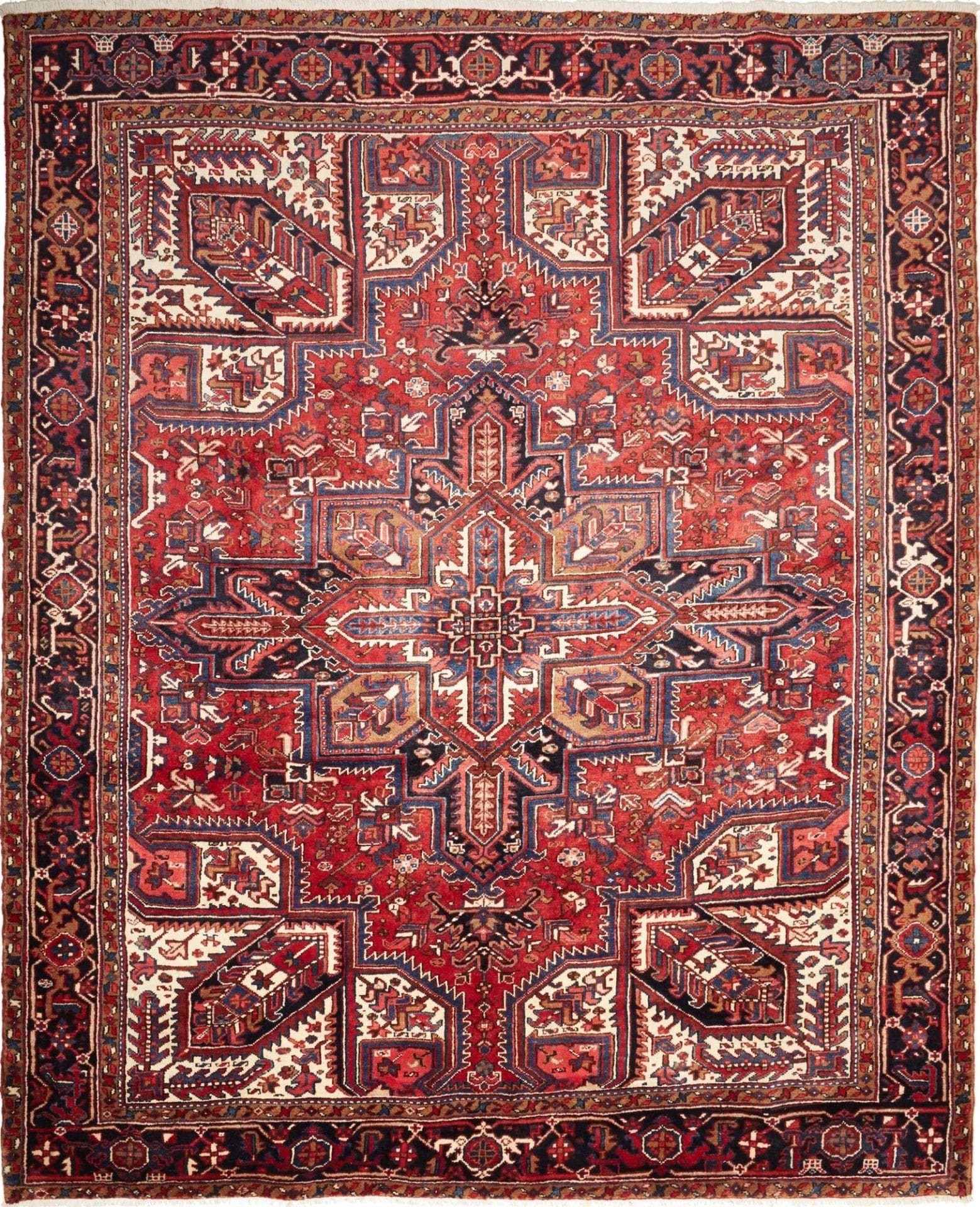 Heriz Teppich 280 x 342cm, rustikales geometrisches Muster, handgeknüpft