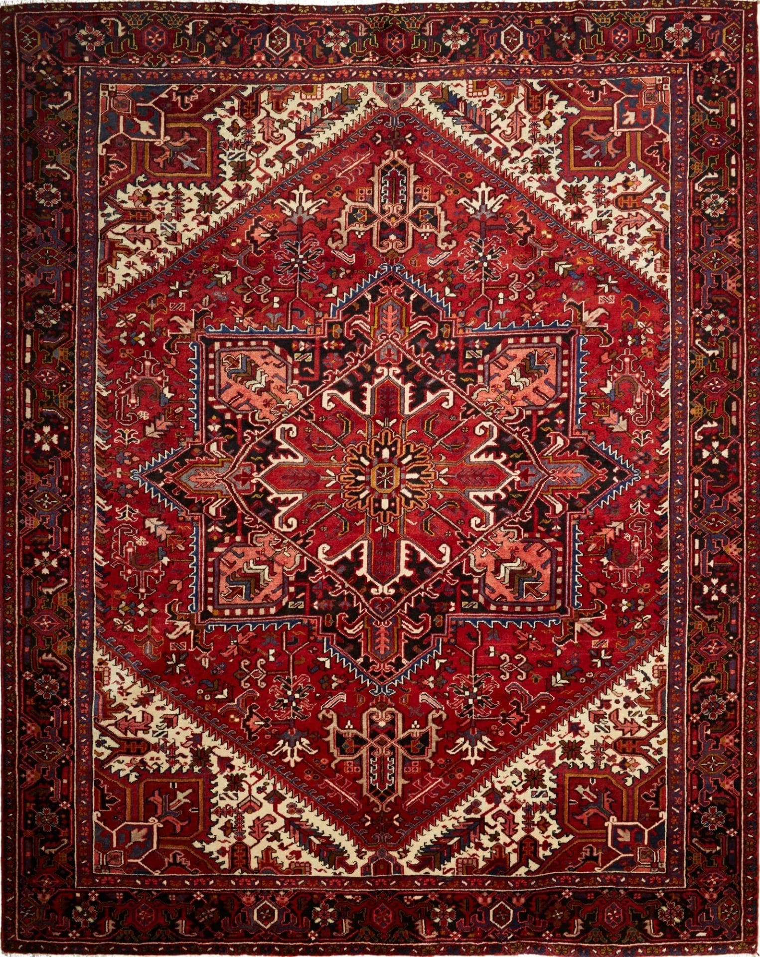Heriz Teppich 288 x 358 cm, rustikales Muster, handgeknüpft