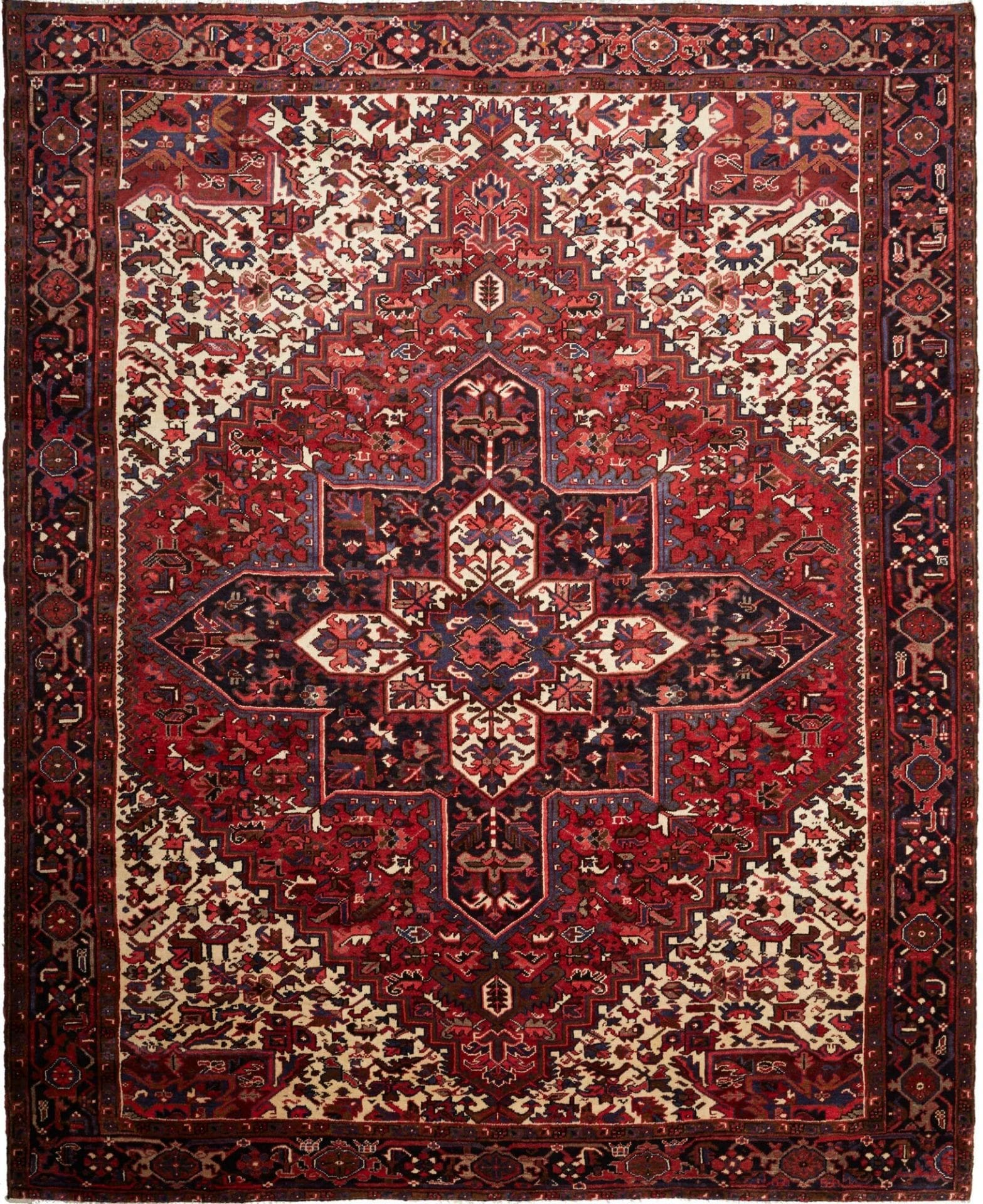Heriz Teppich 283 x 342 cm, geometrisch, Schurwolle, handgeknüpft