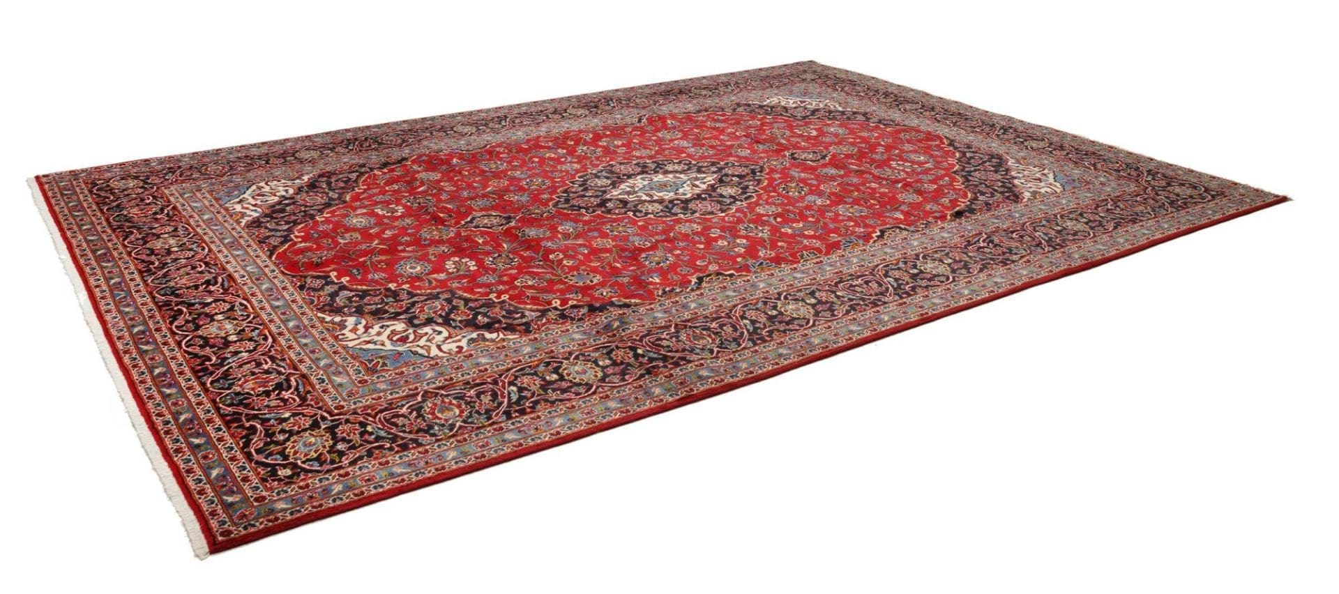 Kashan Teppich 306 x 448 cm, florale Muster, handgeknüpft, Perserteppich