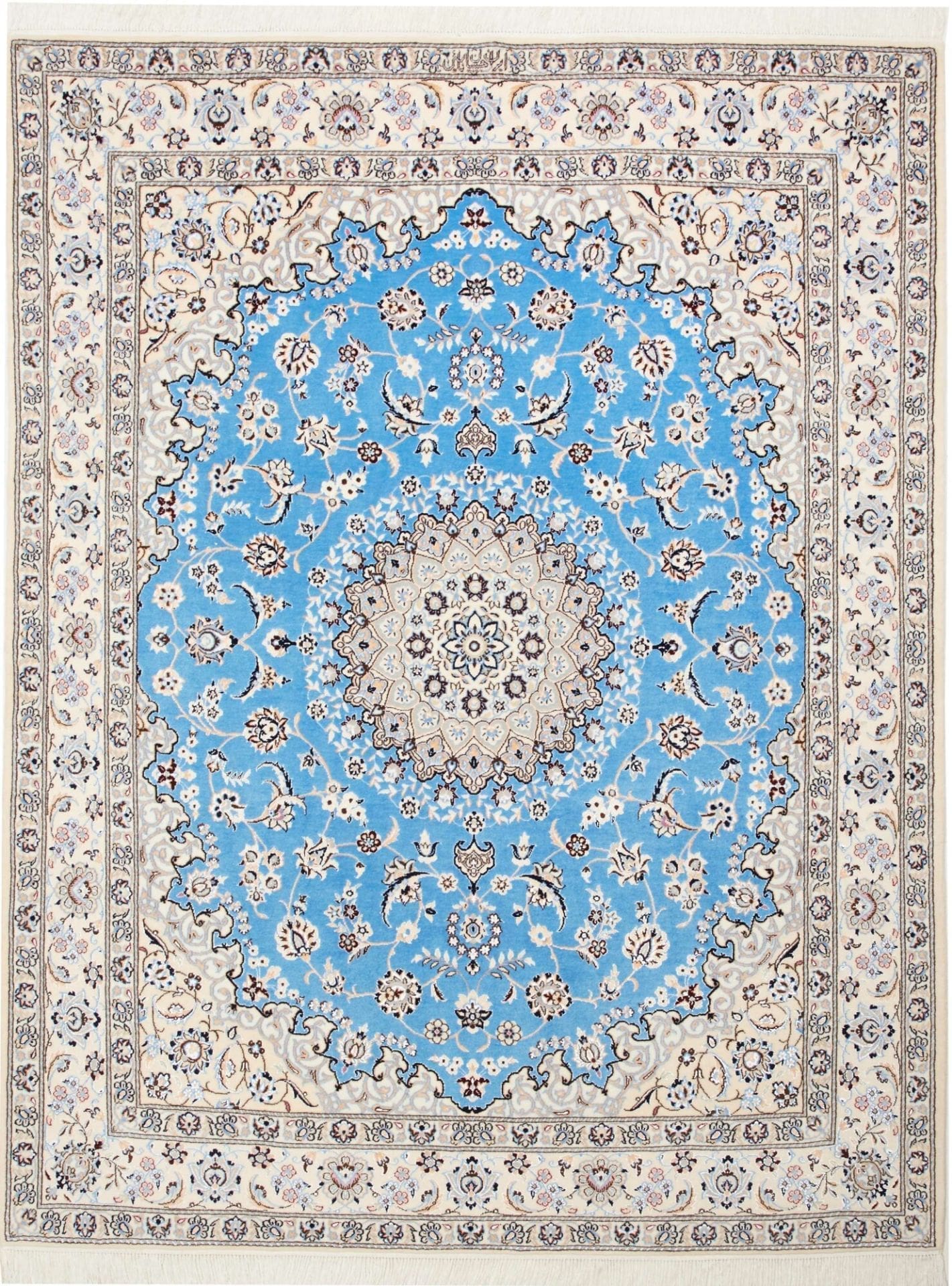 Nain Teppich 163 x 203 cm, florales Design, handgeknüpft